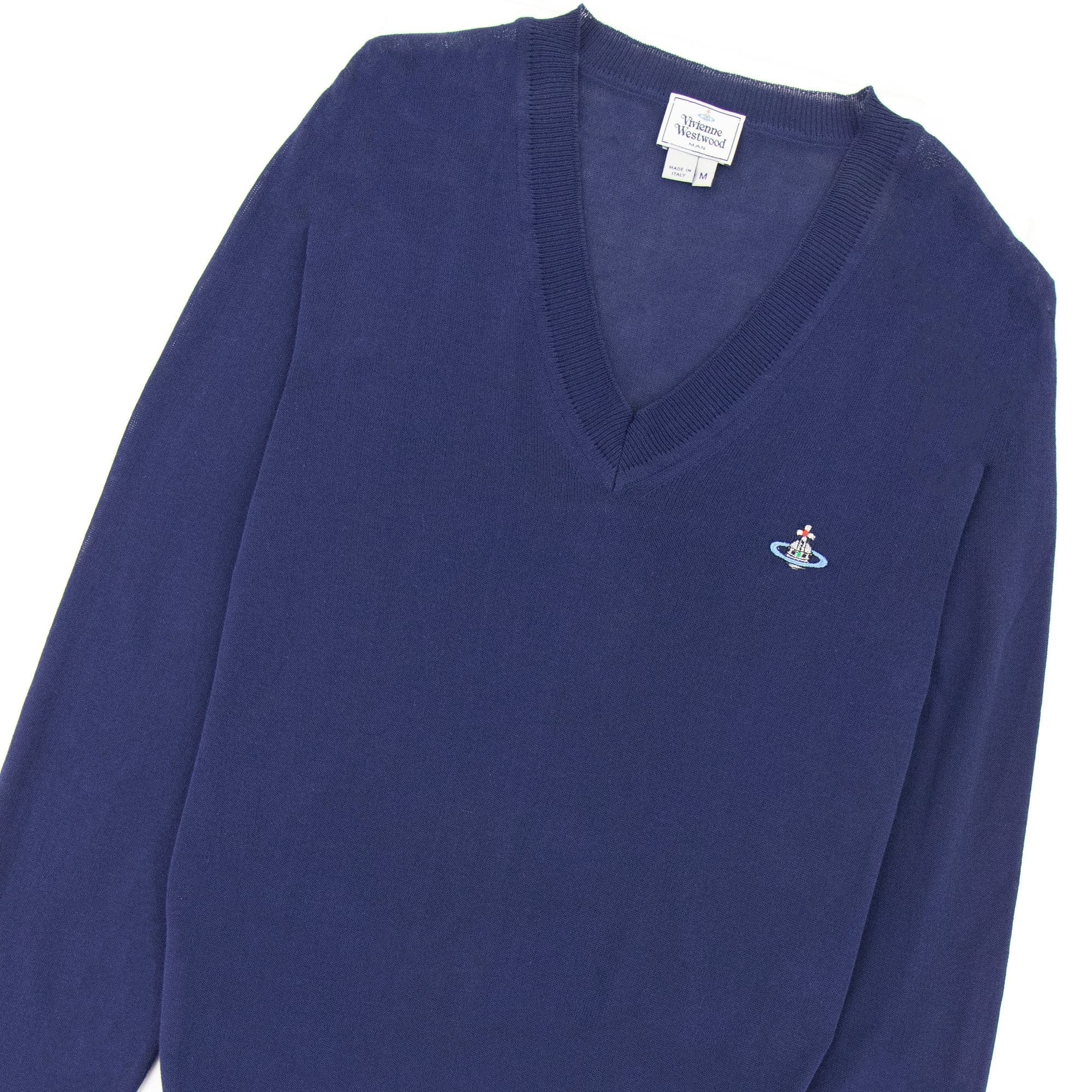 Vivienne Westwood V Neck Knitted Jumper Royal Blue