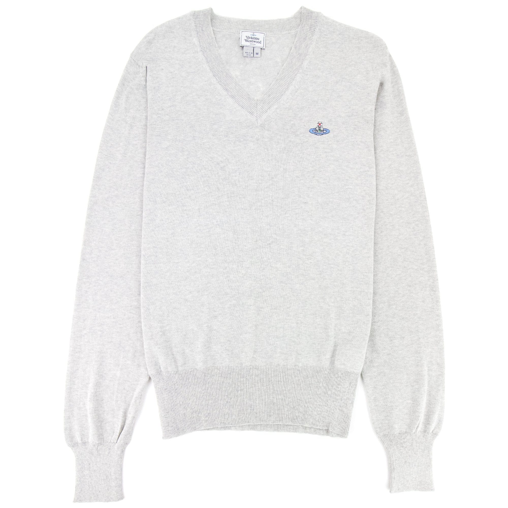 Vivienne Westwood V Neck Knitted Jumper Light Grey
