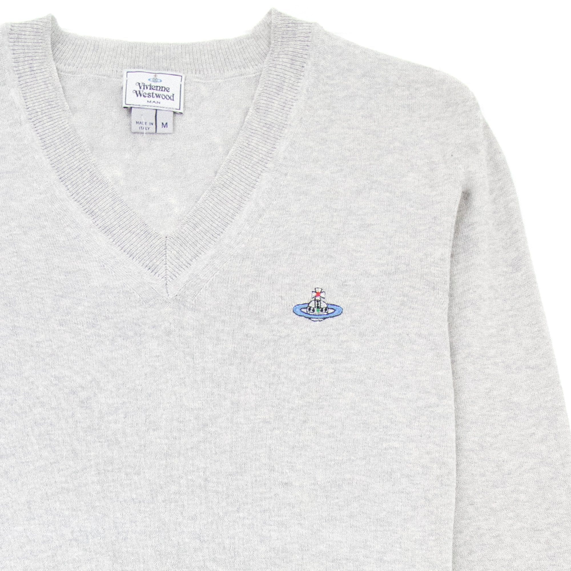 Vivienne Westwood V Neck Knitted Jumper Light Grey
