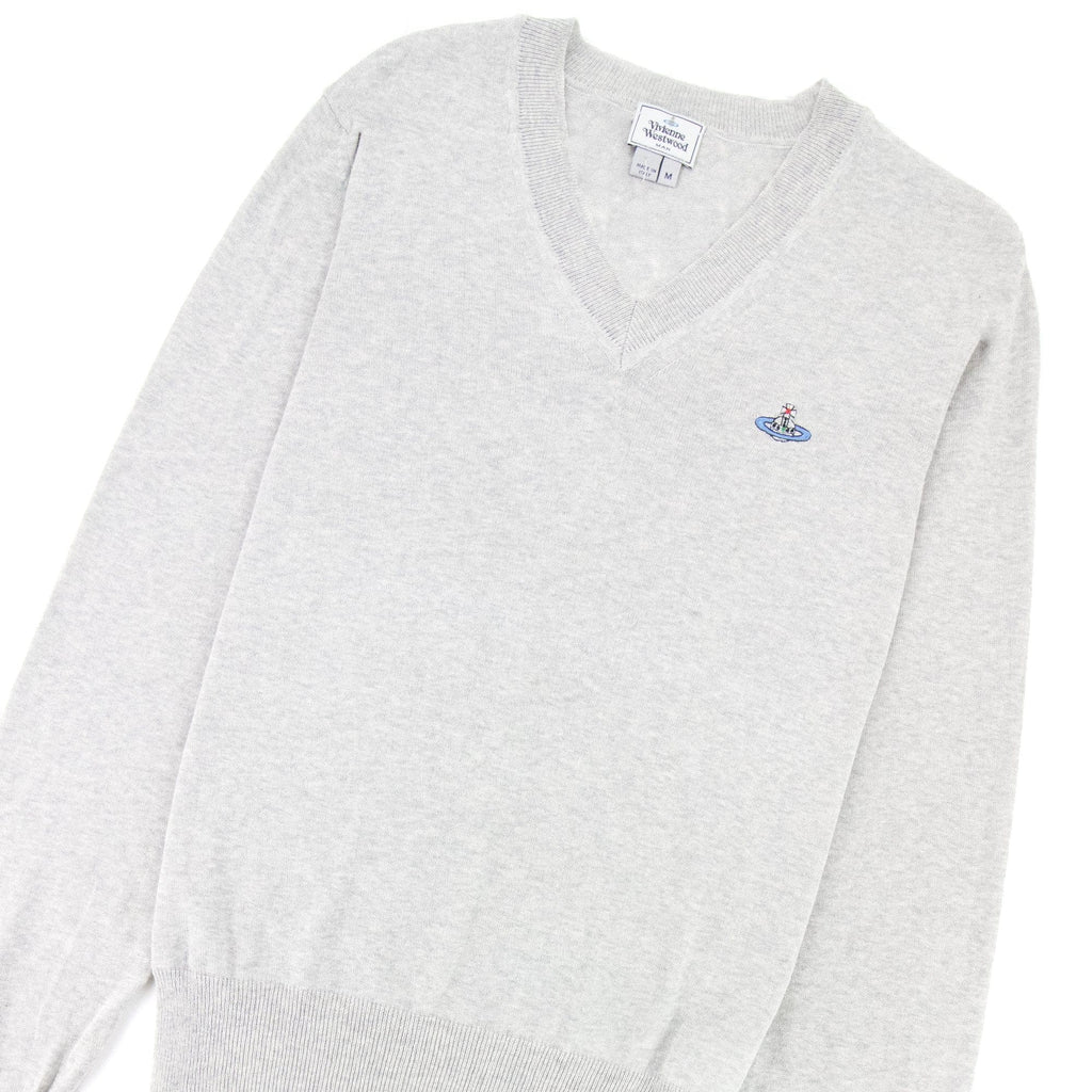 Vivienne Westwood V Neck Knitted Jumper Light Grey