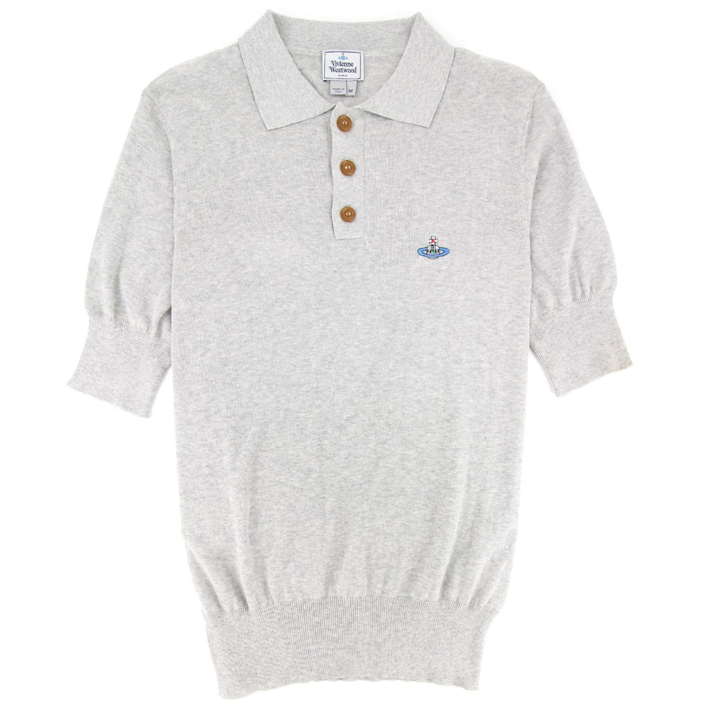 Vivienne Westwood Logo Short Sleeve Cotton Polo Light Grey