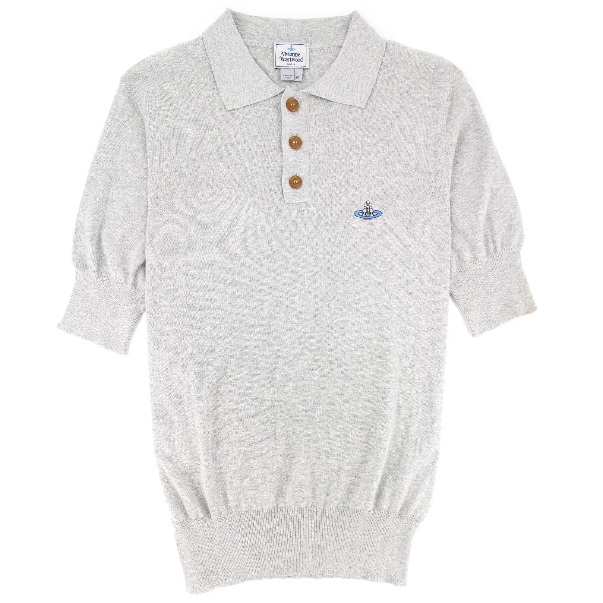 Vivienne Westwood Logo Short Sleeve Cotton Polo Light Grey