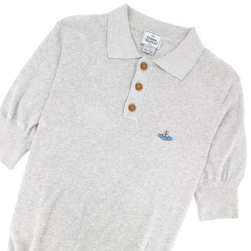 Vivienne Westwood Logo Short Sleeve Cotton Polo Light Grey