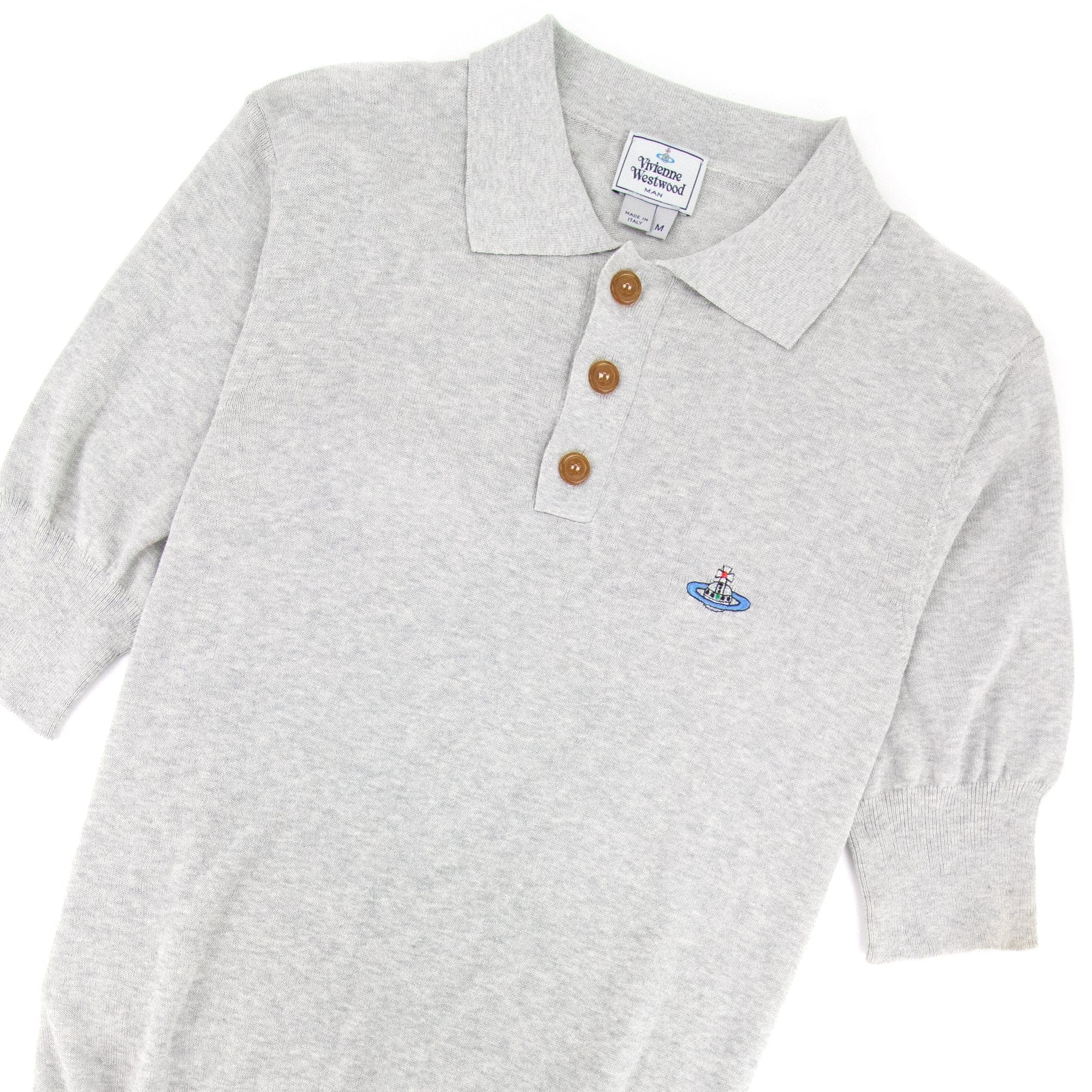 Vivienne Westwood Logo Short Sleeve Cotton Polo Light Grey