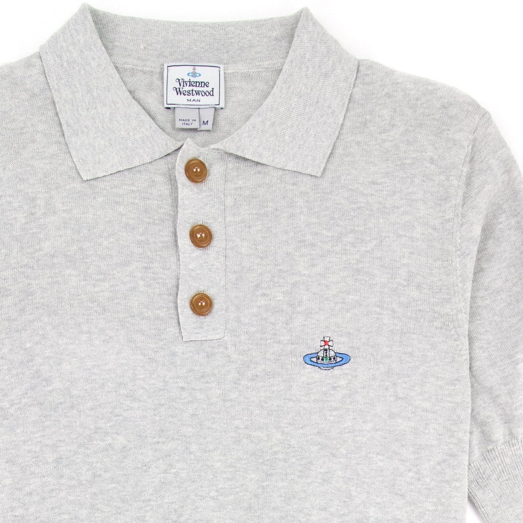 Vivienne Westwood Logo Short Sleeve Cotton Polo Light Grey