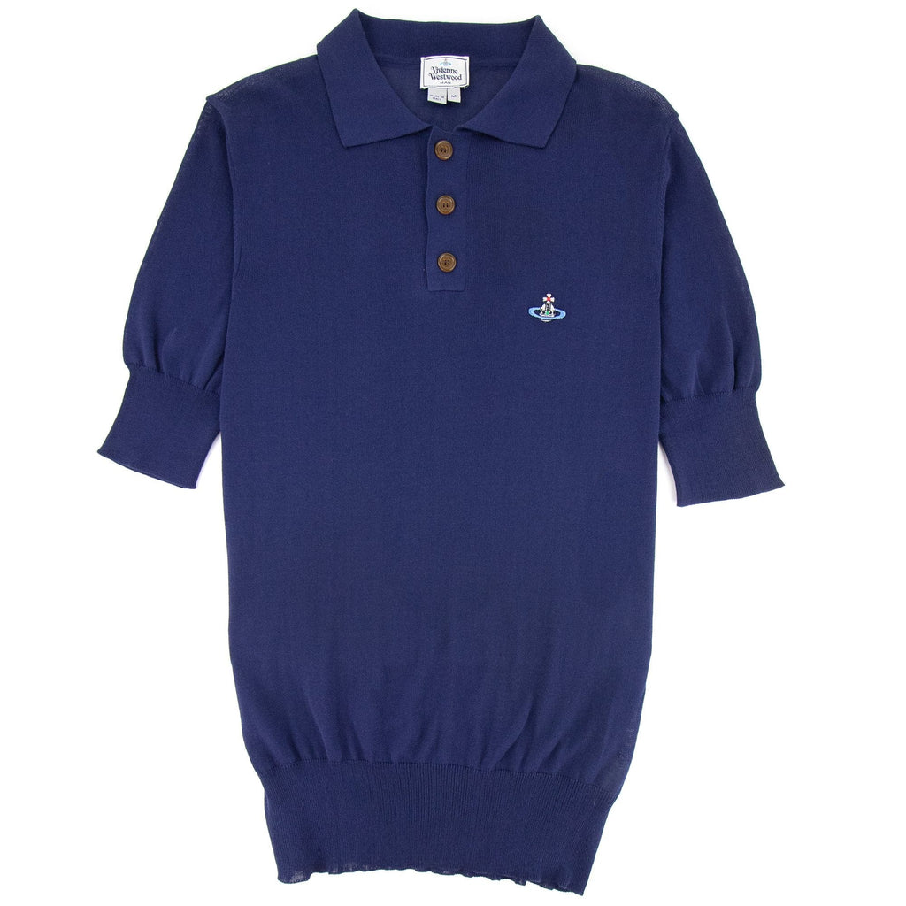 Vivienne Westwood Logo Short Sleeve Cotton Polo Royal Blue