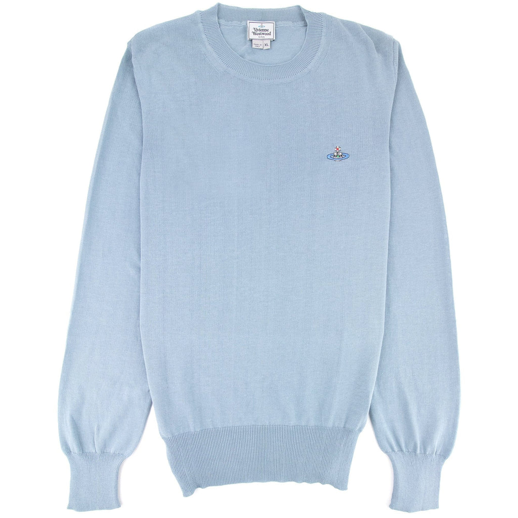 Vivienne Westwood Orb Logo Crewneck Knitted Sweatshirt Ice Blue