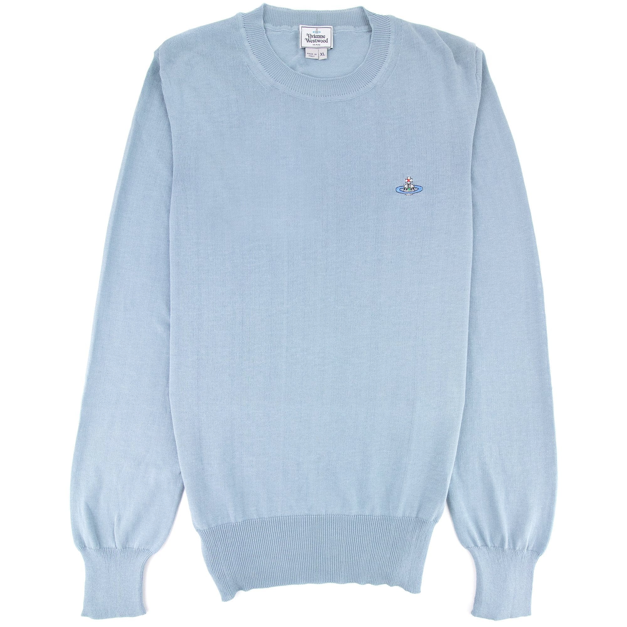 Vivienne Westwood Orb Logo Crewneck Knitted Sweatshirt Ice Blue