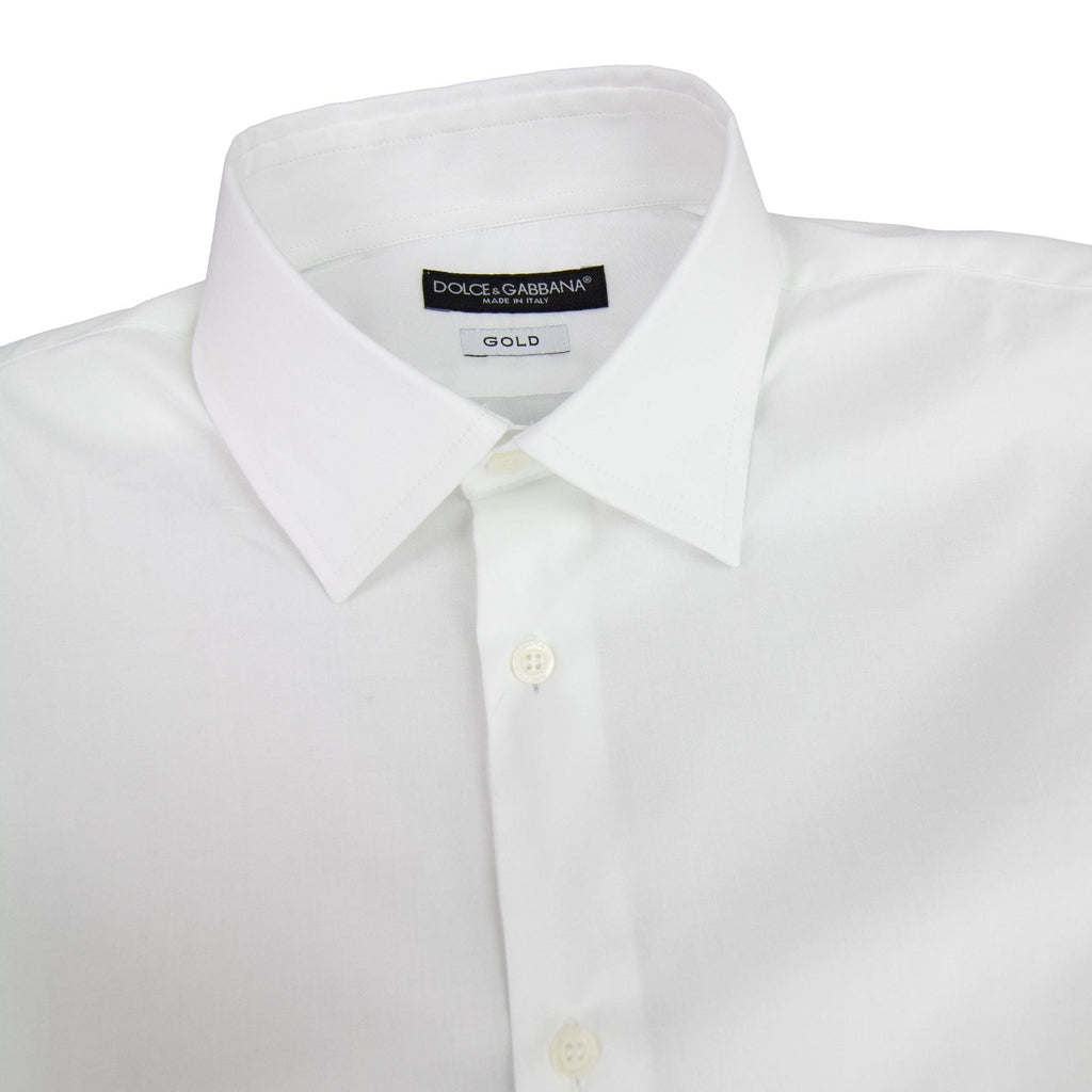Dolce & Gabbana Gold Fit Logo On Sleeve Shirt White