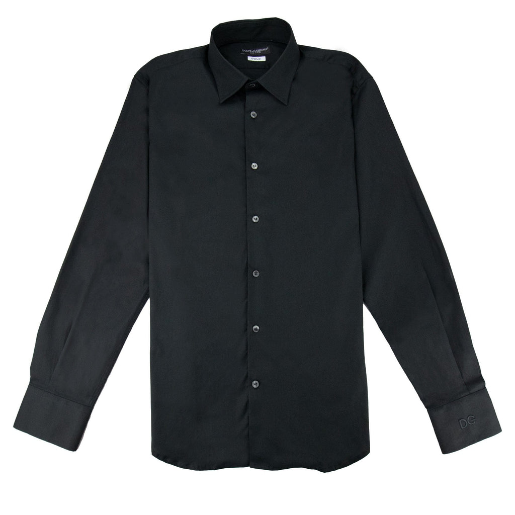 Dolce & Gabbana Gold Fit Logo On Sleeve Shirt Black