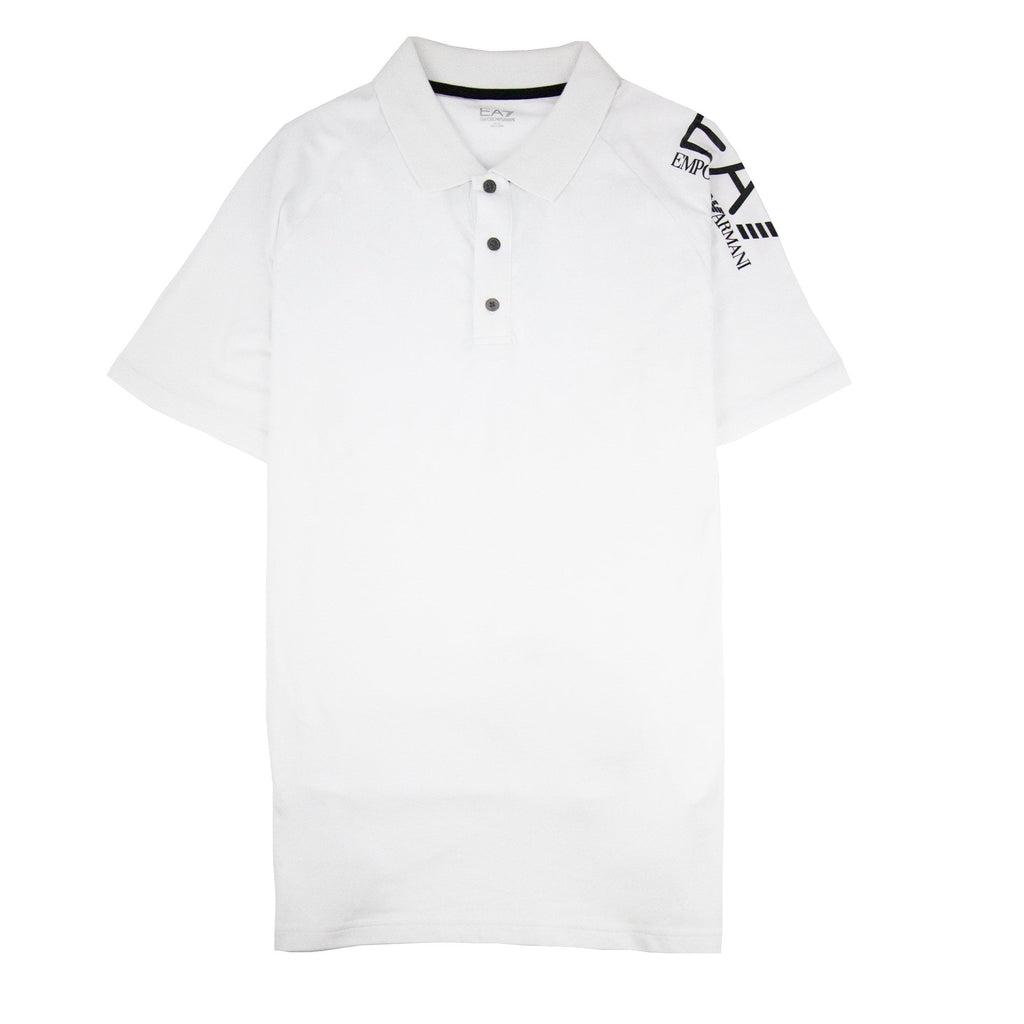 EA7 Train Arm Big Logo Short Sleeve Polo White