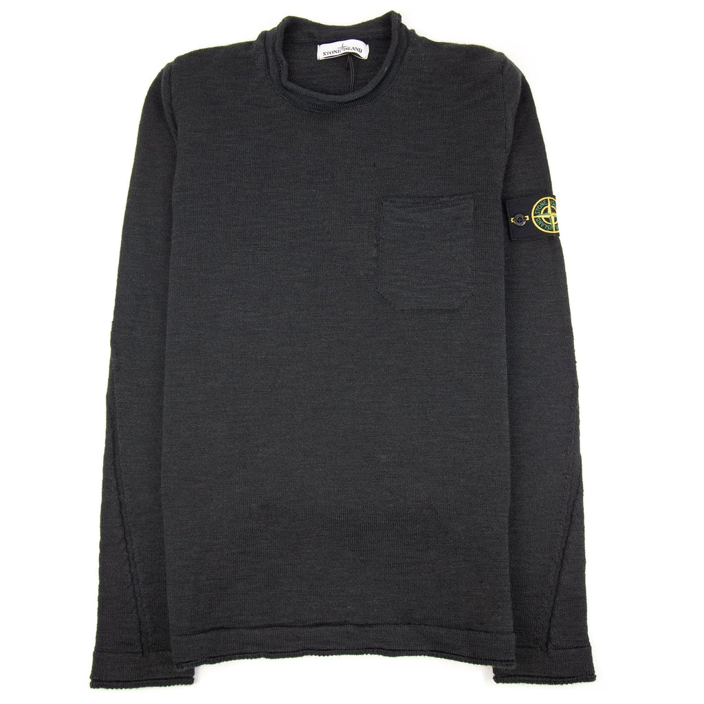 Stone Island Chest Pocket Rolled Neck Sweat Dark Grey V0065