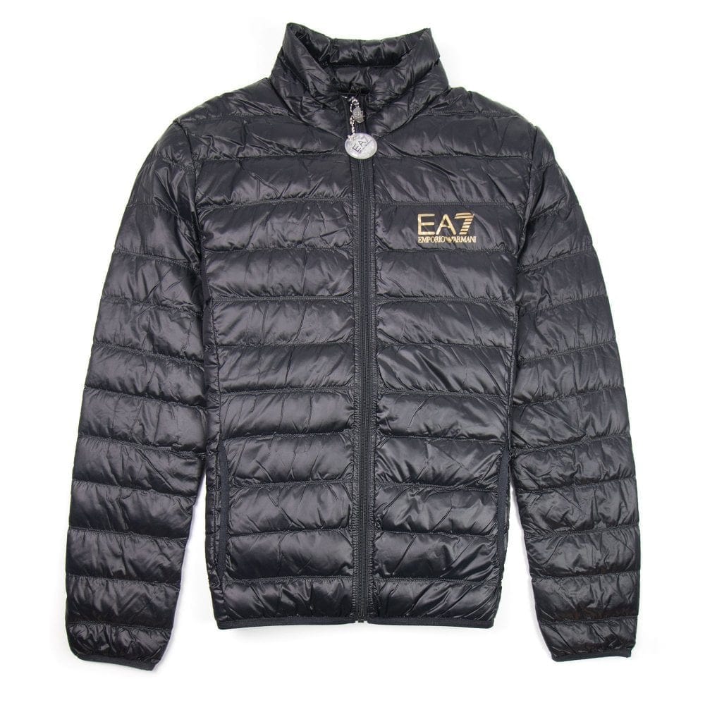 Ea7 funnel Neck Puffa jacket Black/gold