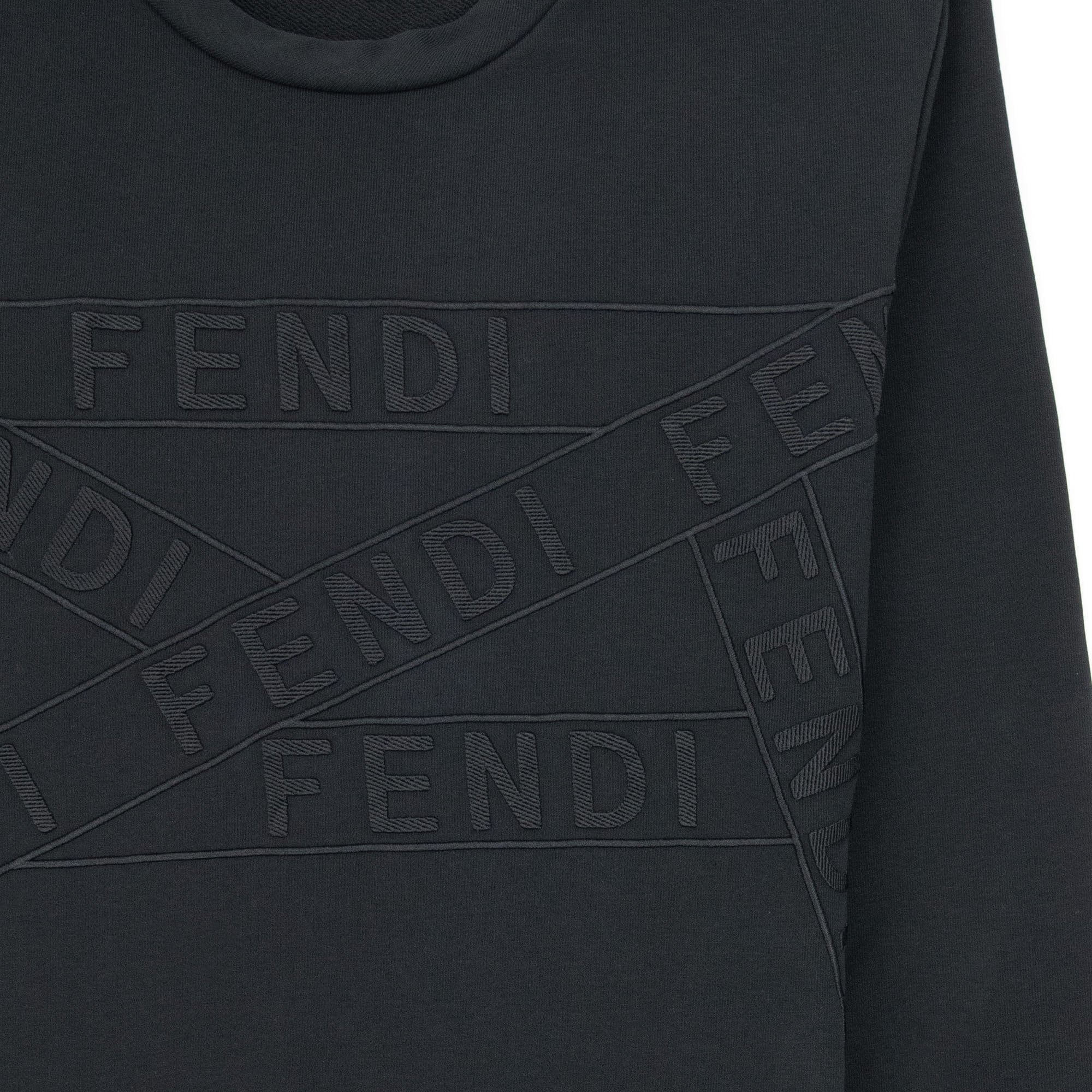 Fendi Brand Tape Crewneck Sweatshirt Black