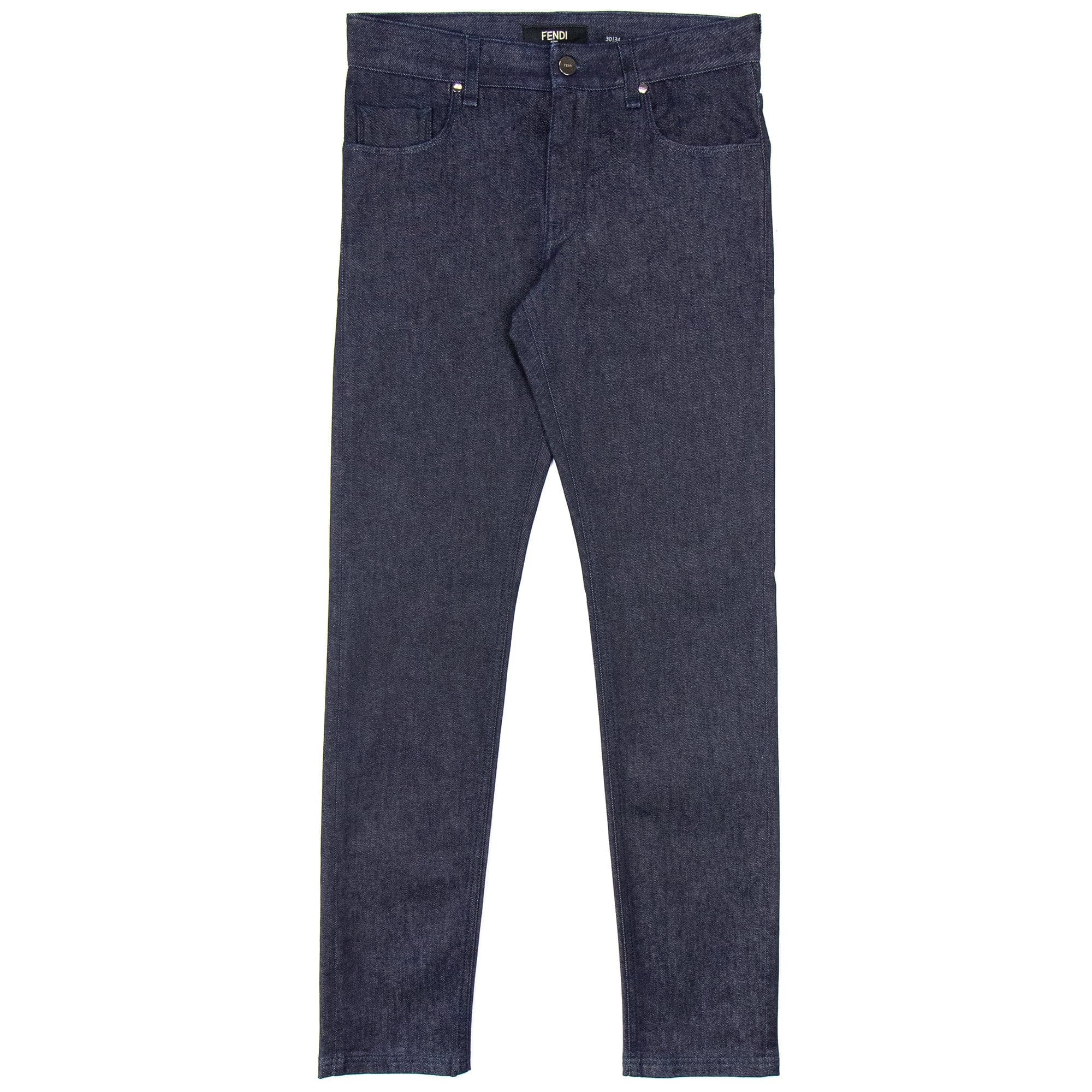 Fendi Effect Lasered FF Logo Jeans Dark Blue