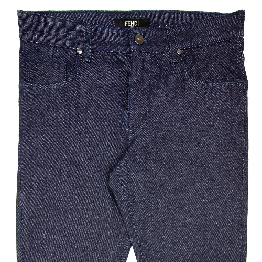 Fendi Effect Lasered FF Logo Jeans Dark Blue