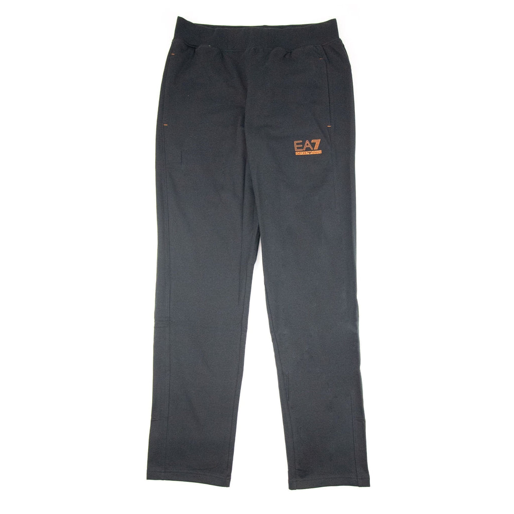 EA7 Rubber Logo Straight Cuff Track Pants Black