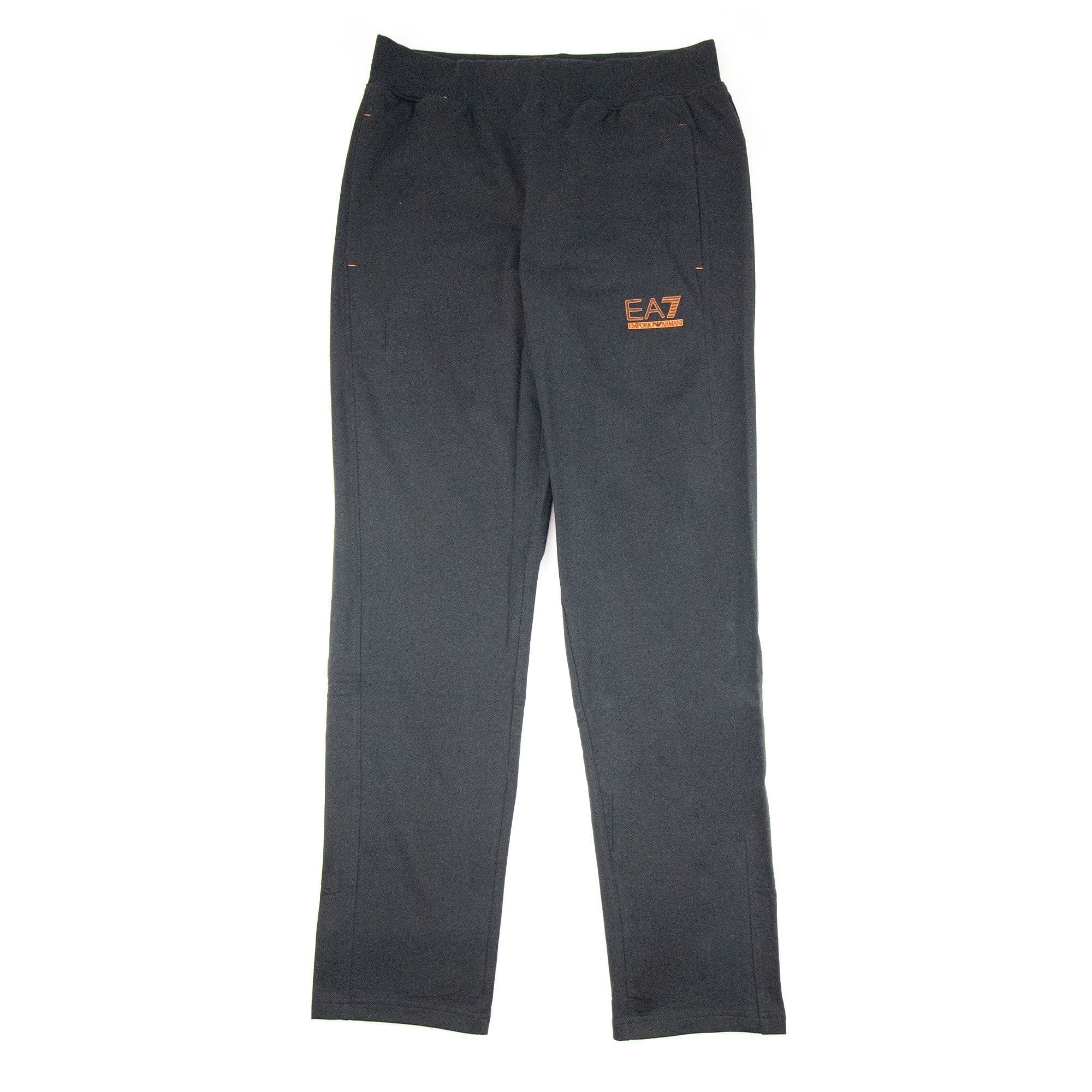 EA7 Rubber Logo Straight Cuff Track Pants Black