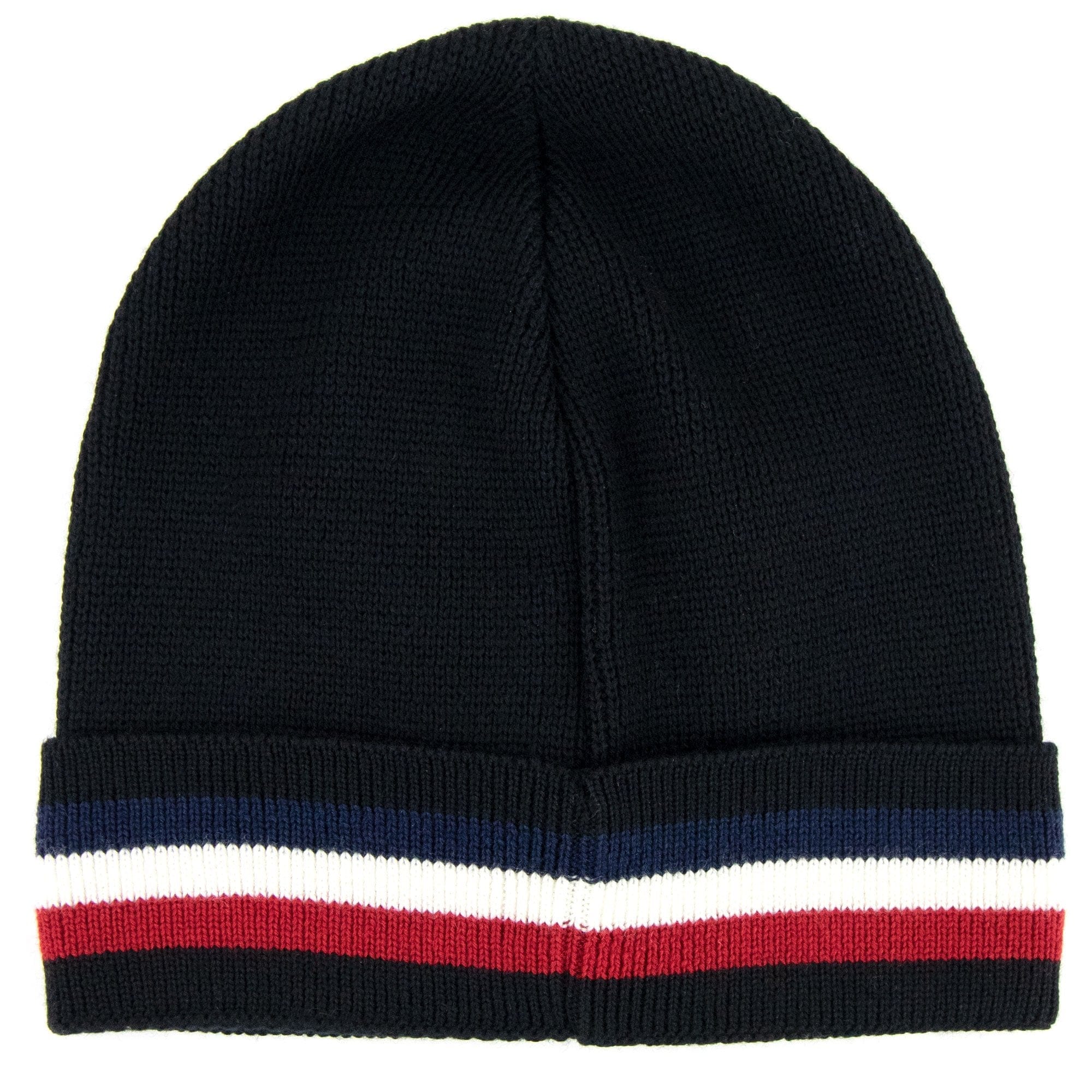 Moncler Tricolour Logo Beanie Hat Black