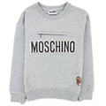 Moschino Kids Zip Pocket Cotton Sweatshirt Grey 60901