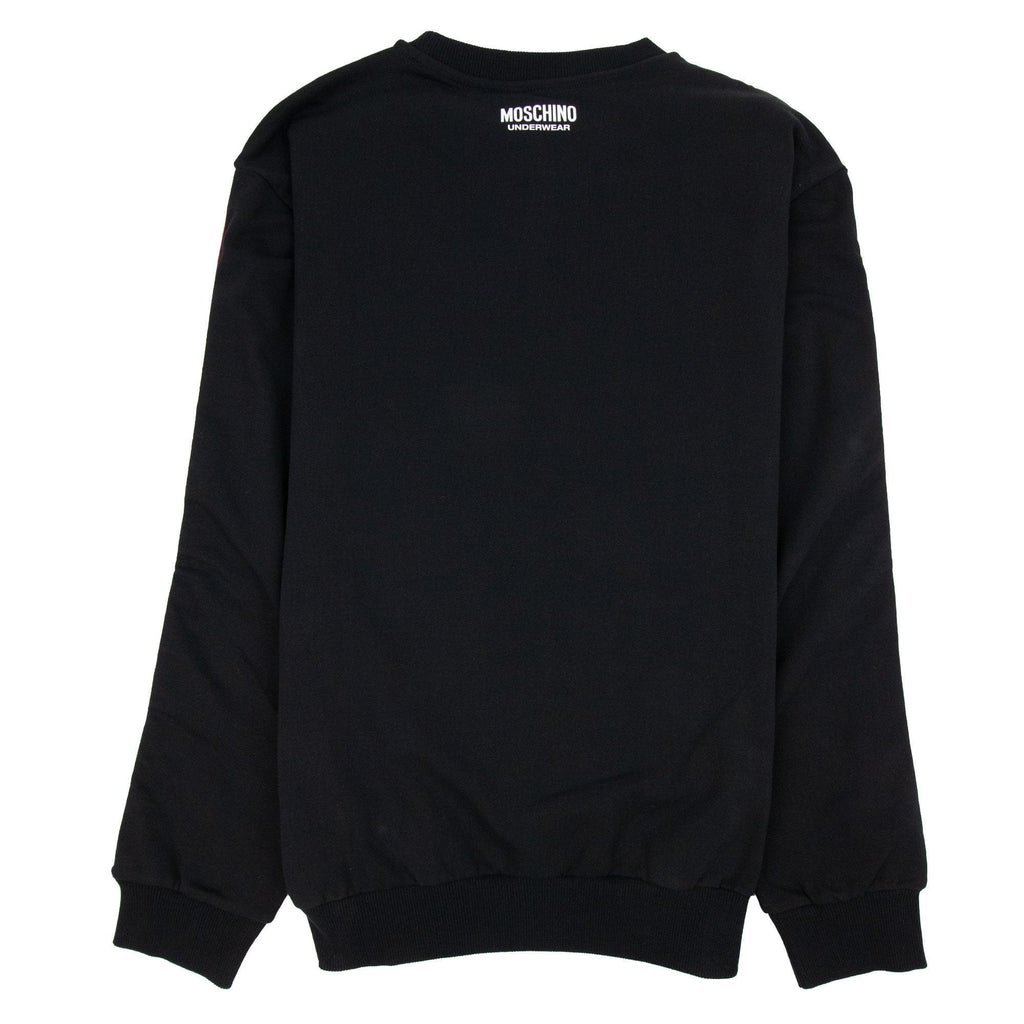 Moschino Underwear Tape Logo Crew Neck Sweatshirt Black 0555