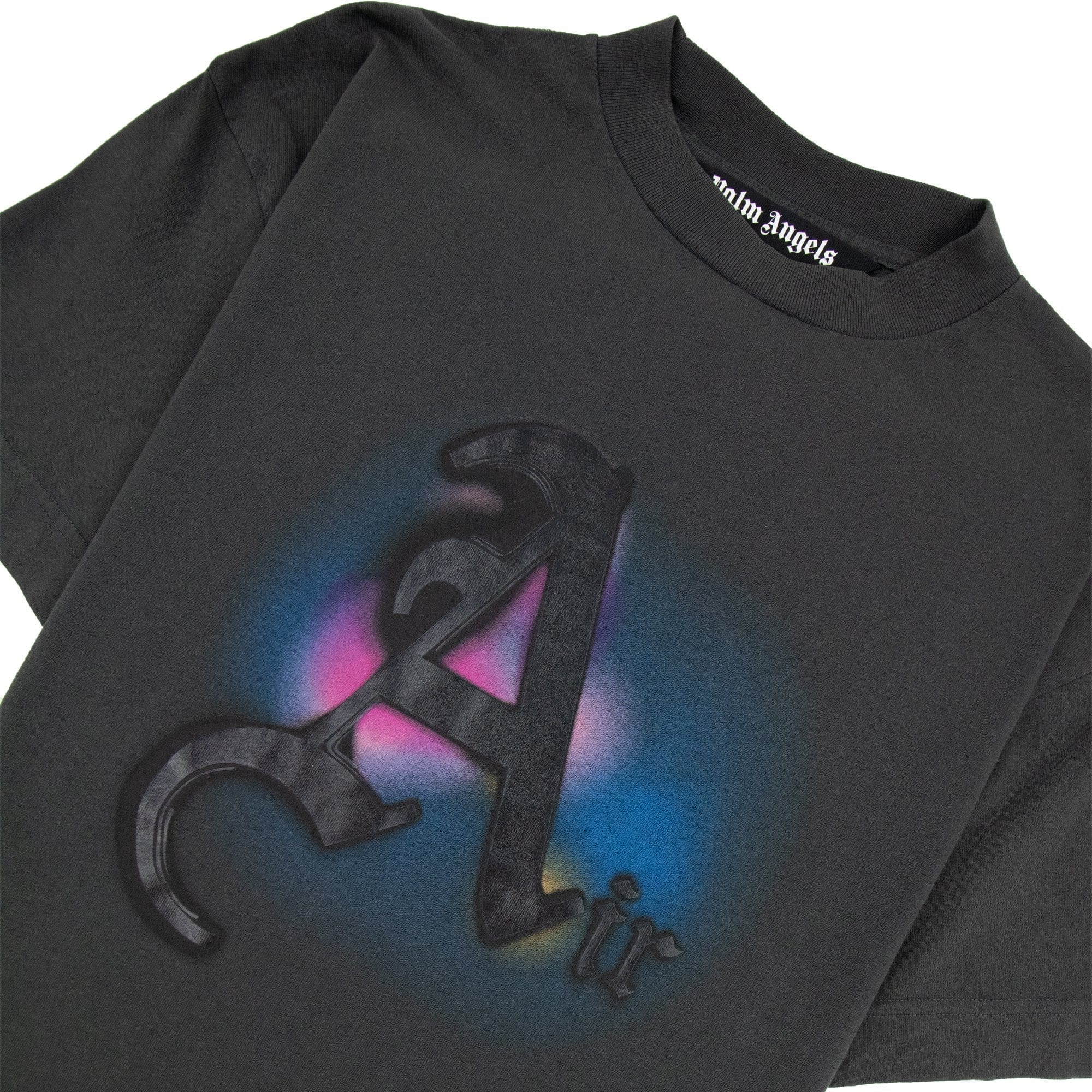 Palm Angels Garment Dyed Air Print T Shirt Black/black