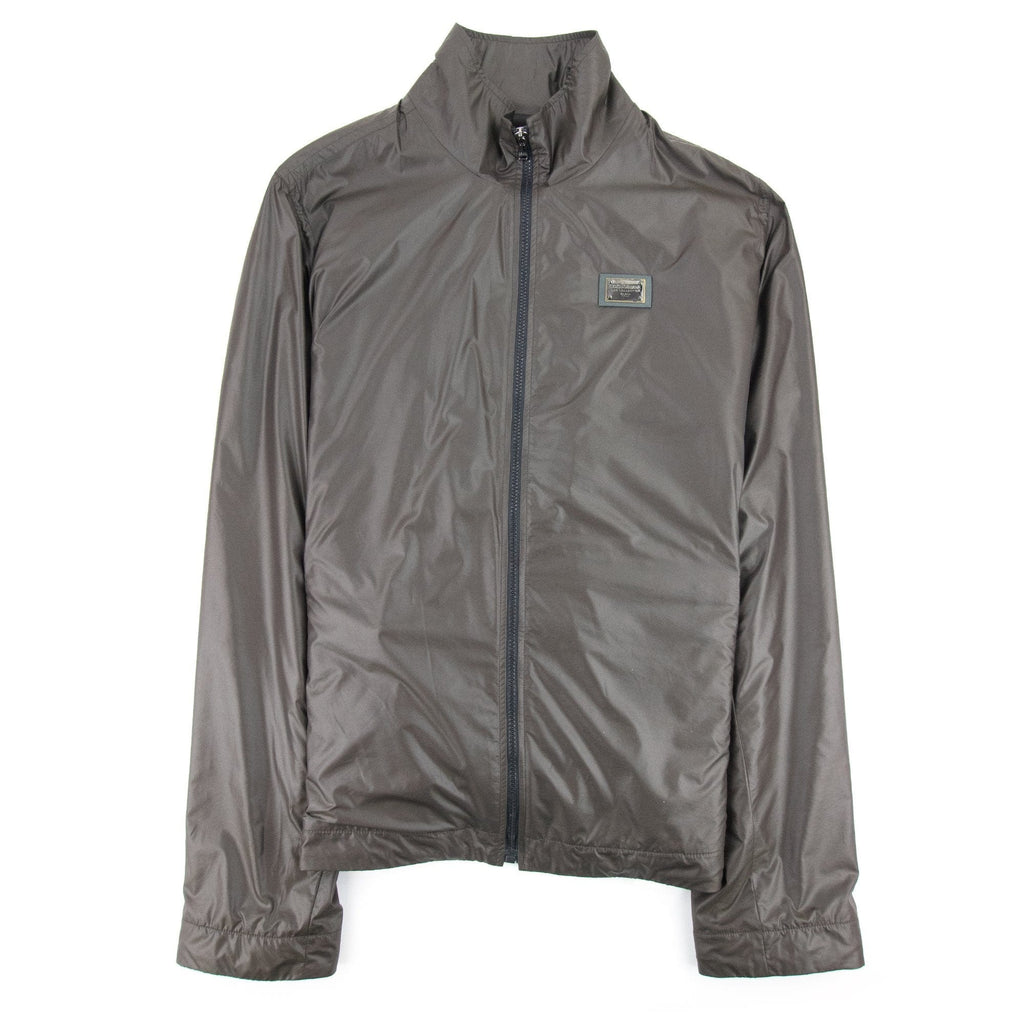 Dolce &amp; Gabbana Metal Logo Zip Up Jacket Dark Brown SA4