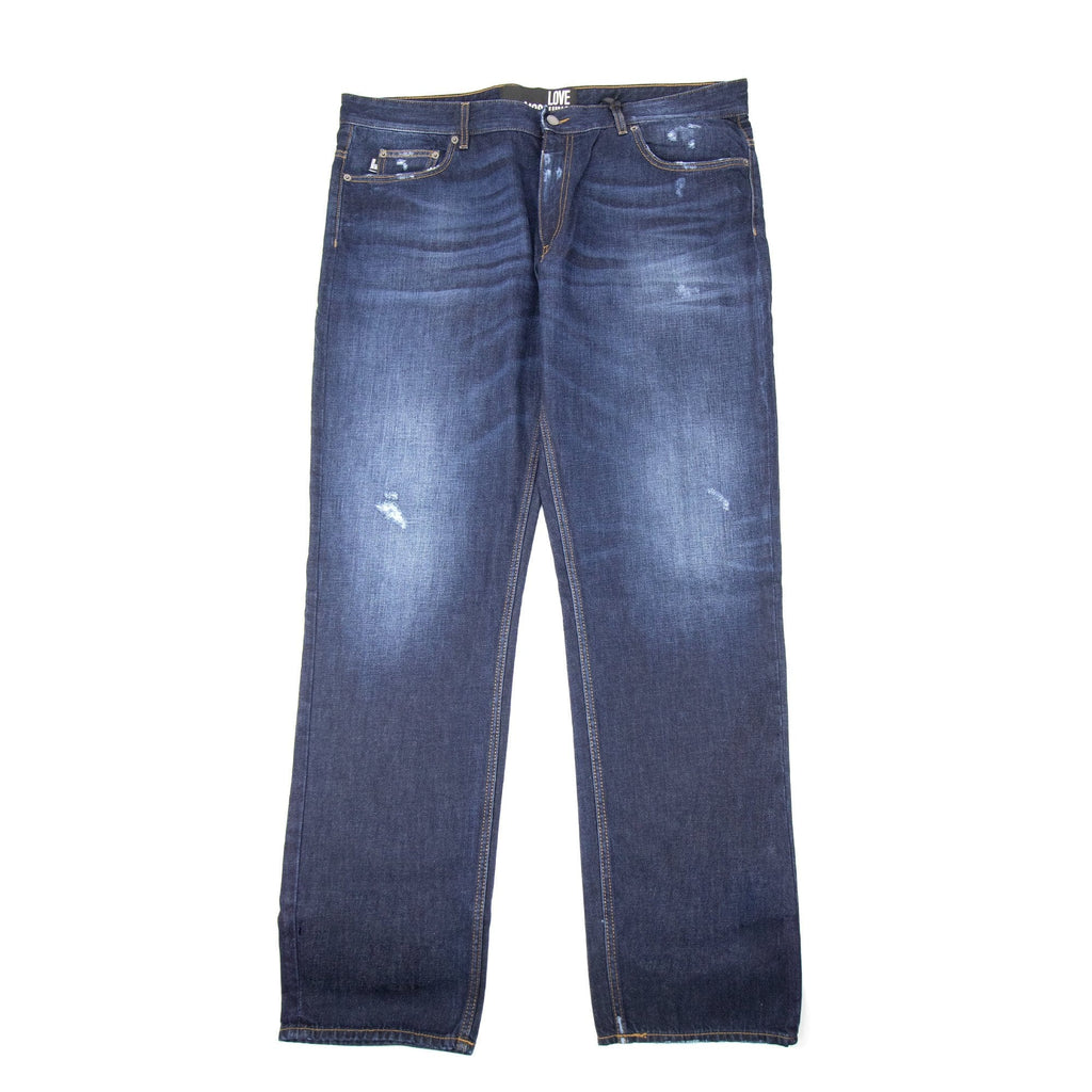 Love Moschino Leather Peace Badge Jean Denim