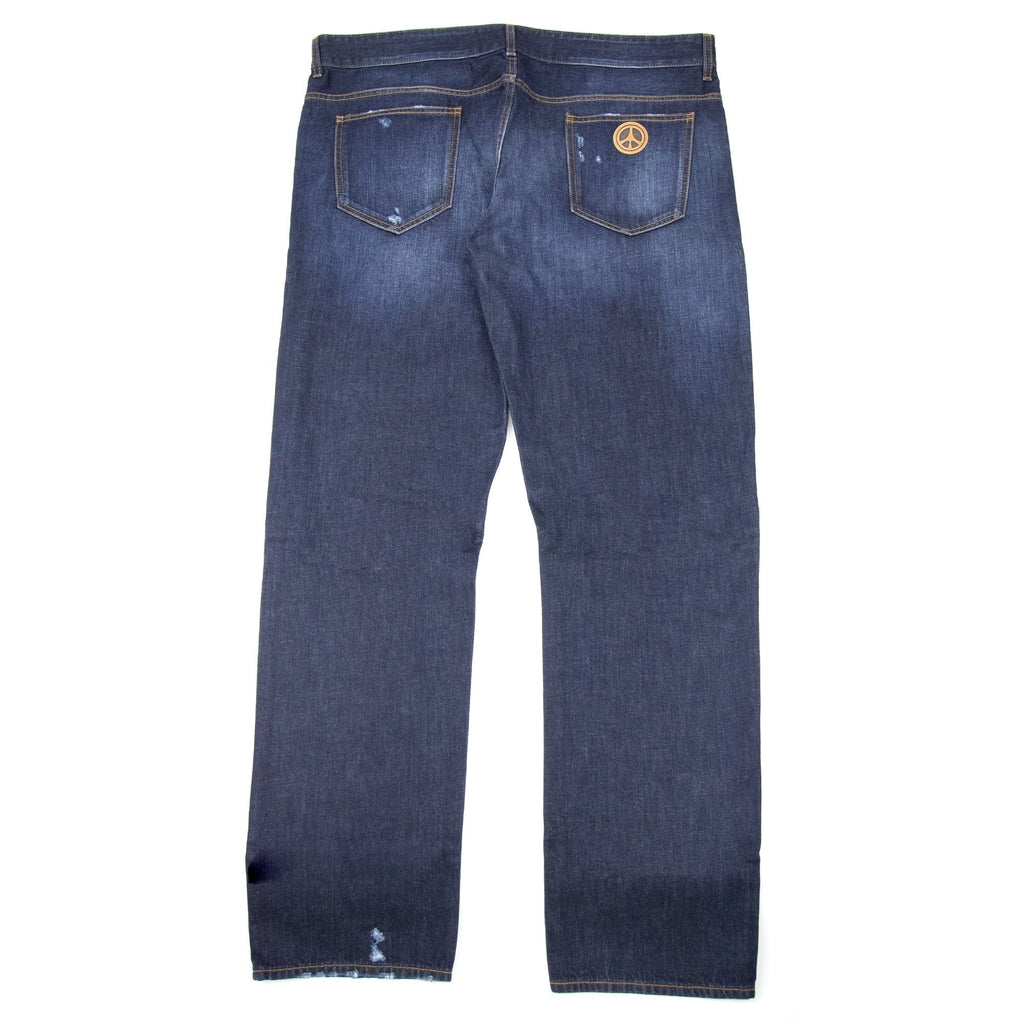 Love Moschino Leather Peace Badge Jean Denim