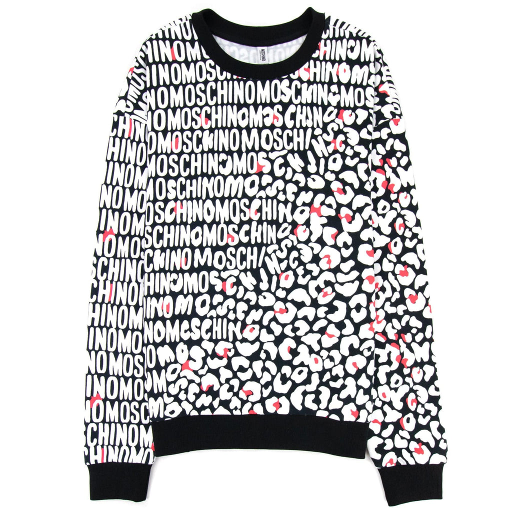 Moschino Underwear Leopard Print Crew Neck Sweatshirt White/black 5118