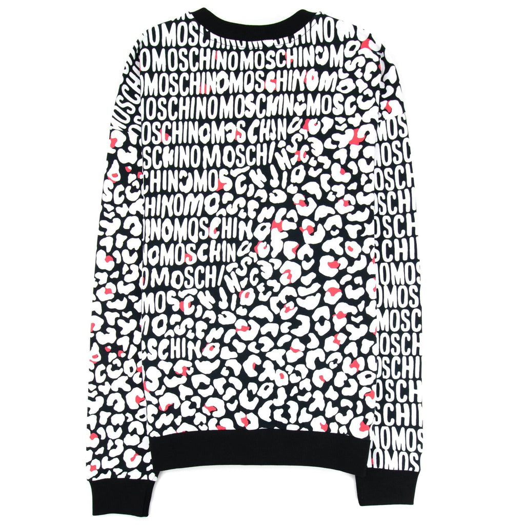 Moschino Underwear Leopard Print Crew Neck Sweatshirt White/black 5118