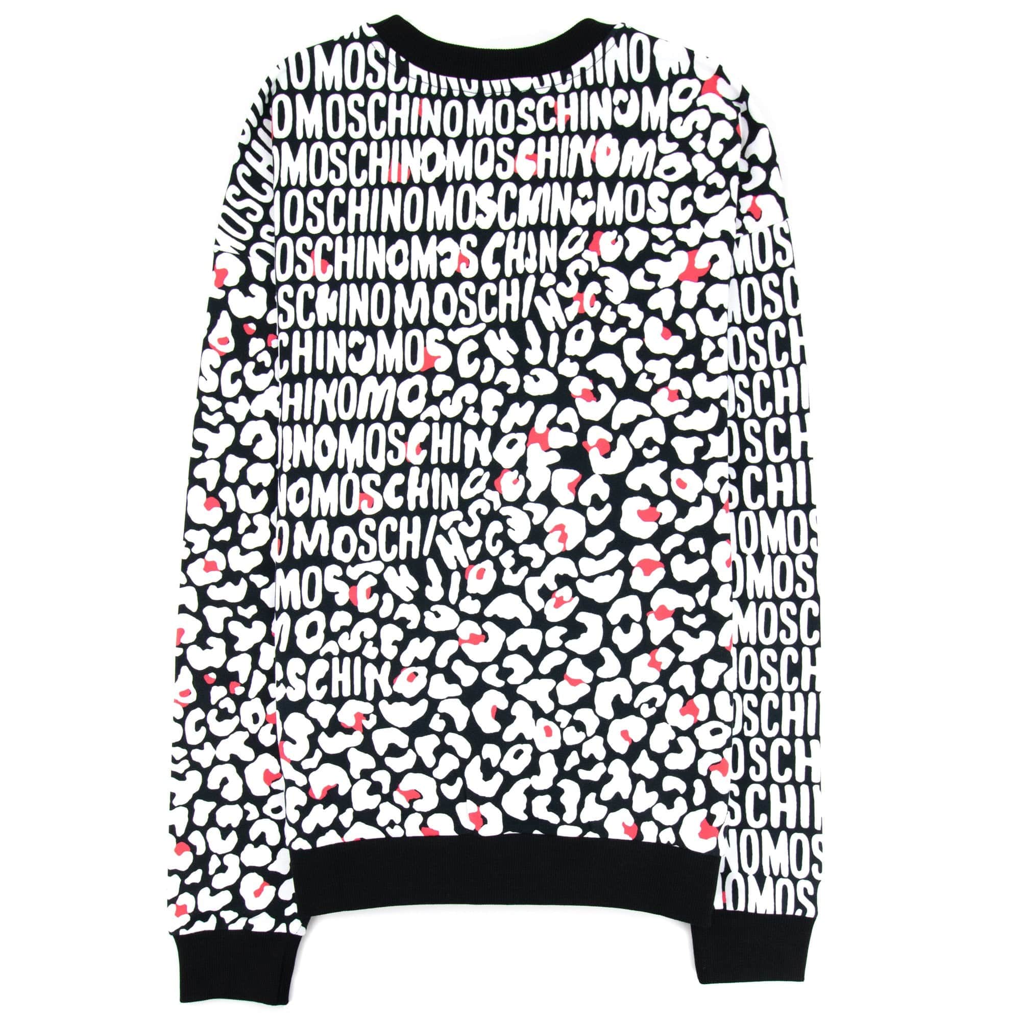 Moschino Underwear Leopard Print Crew Neck Sweatshirt White/black 5118