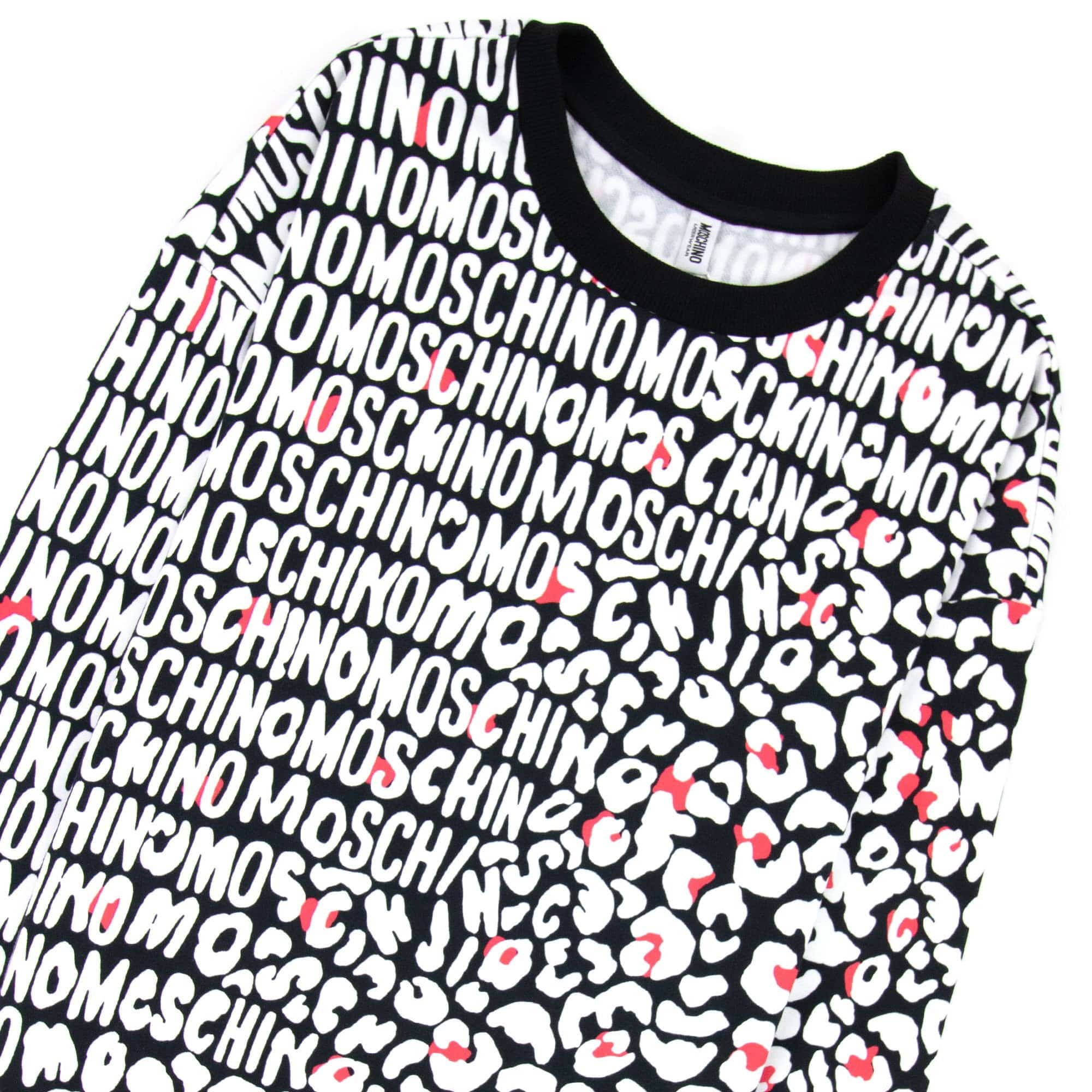 Moschino Underwear Leopard Print Crew Neck Sweatshirt White/black 5118