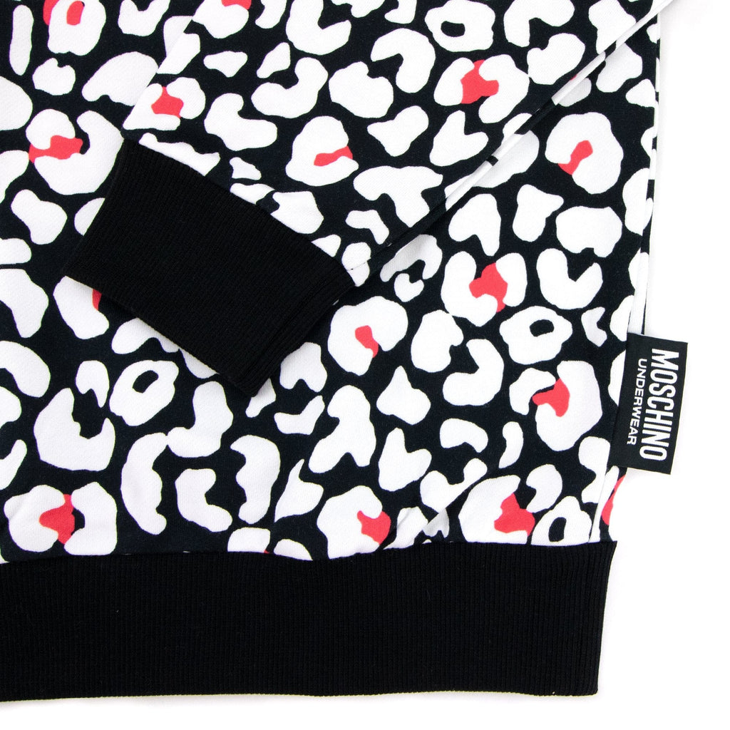 Moschino Underwear Leopard Print Crew Neck Sweatshirt White/black 5118