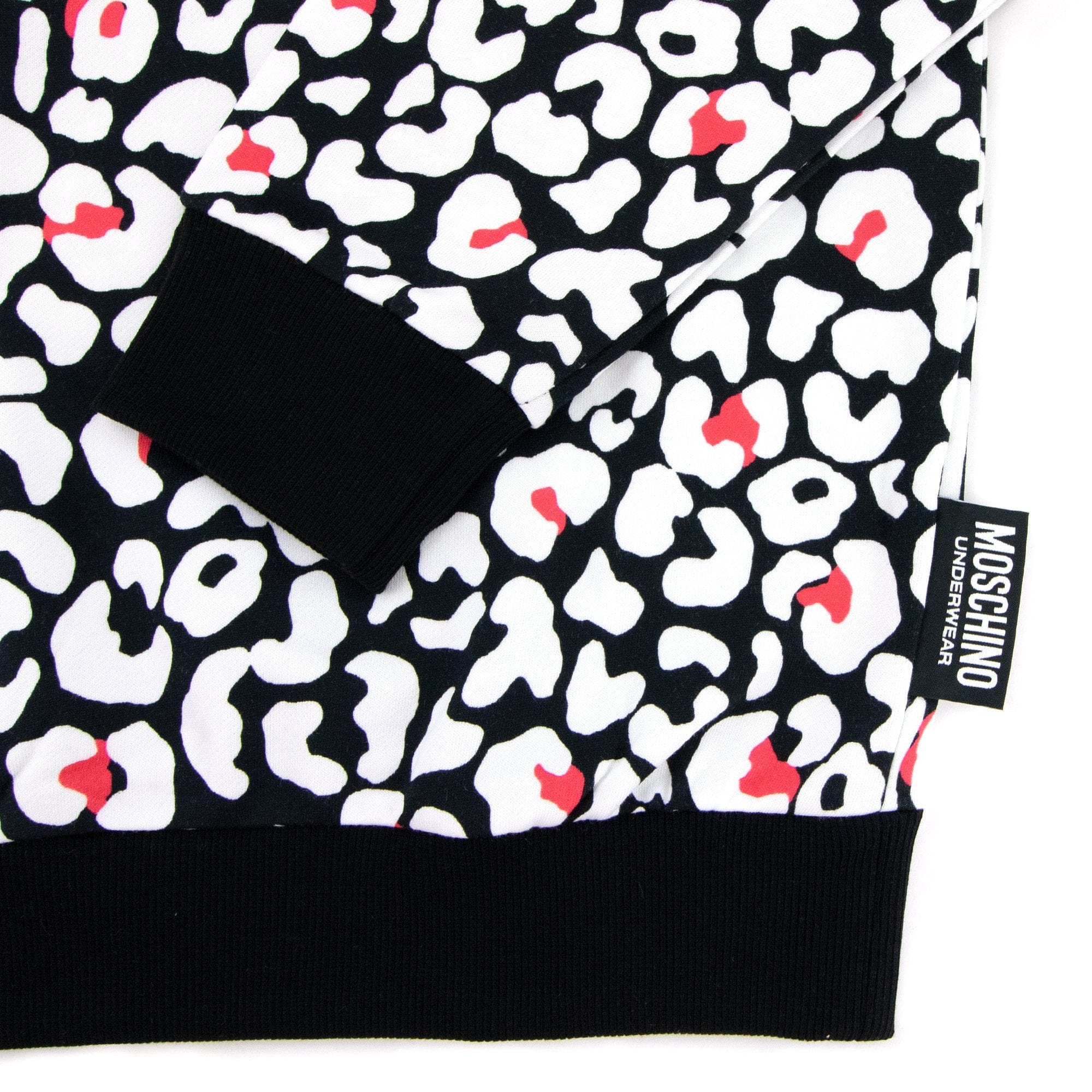 Moschino Underwear Leopard Print Crew Neck Sweatshirt White/black 5118