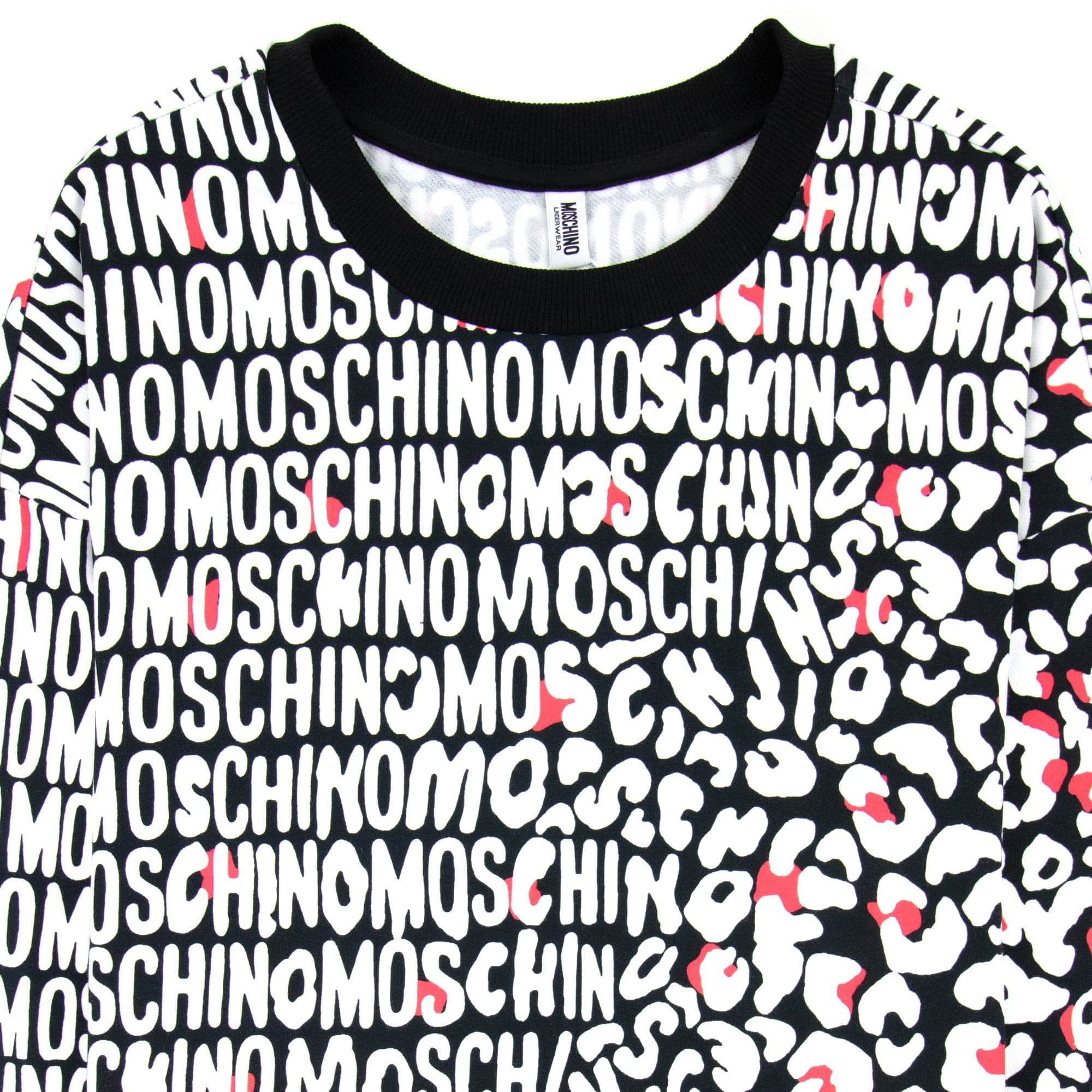 Moschino Underwear Leopard Print Crew Neck Sweatshirt White/black 5118