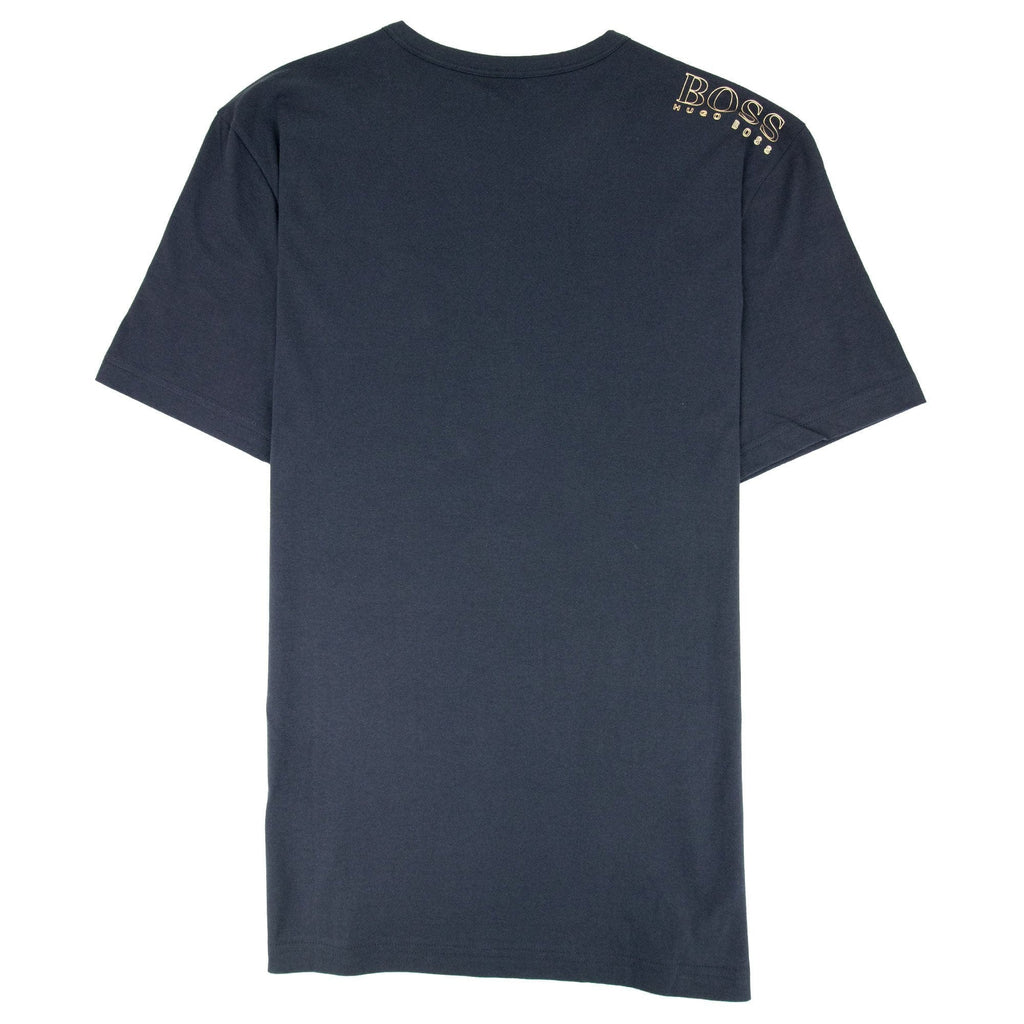 Hugo Boss Regular-fit T-shirt With Contrast Logo Navy/gold