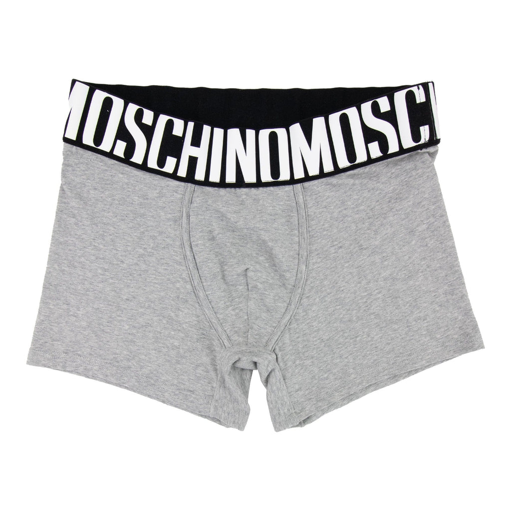 Moschino Underwear Logo Print Stretch Cotton Trunks Grey