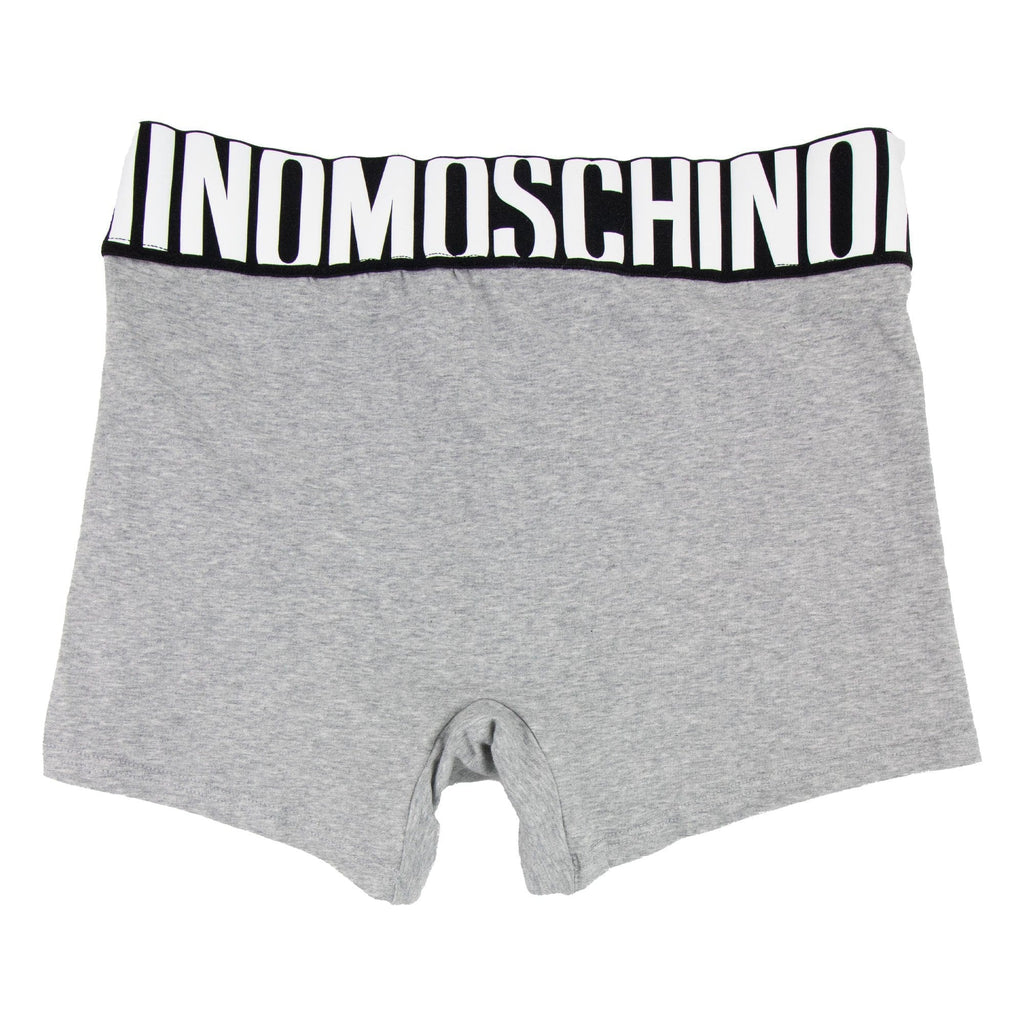 Moschino Underwear Logo Print Stretch Cotton Trunks Grey