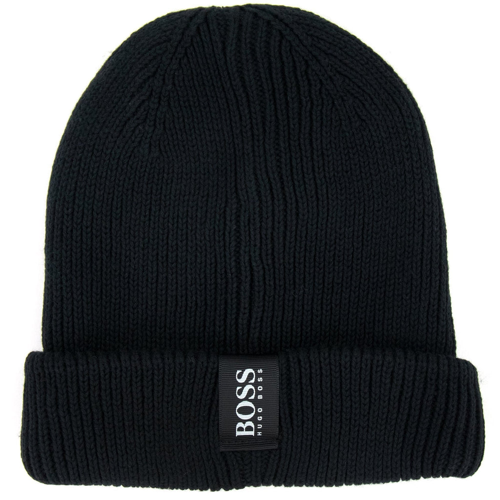 Hugo Boss Kids Cotton Beanie Hat Black