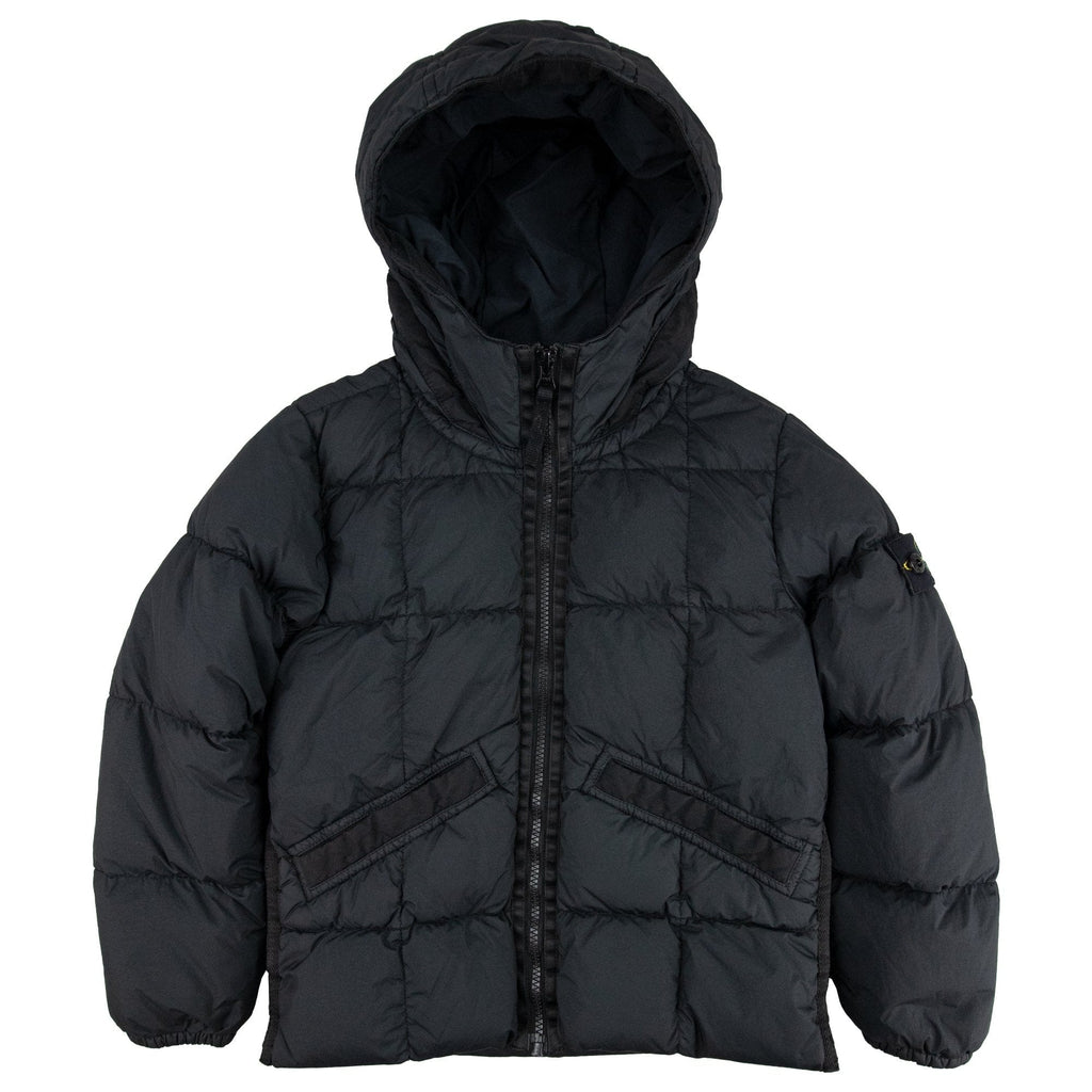 Stone Island Junior 40333 Garment Dyed Crinkle Reps Ny Down Jacket Black V0029