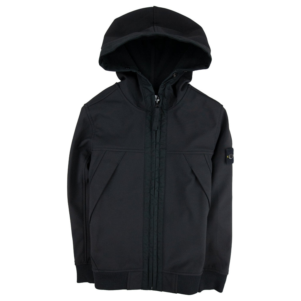Stone Island Junior Compass Hooded Woven Jacket Black V0029
