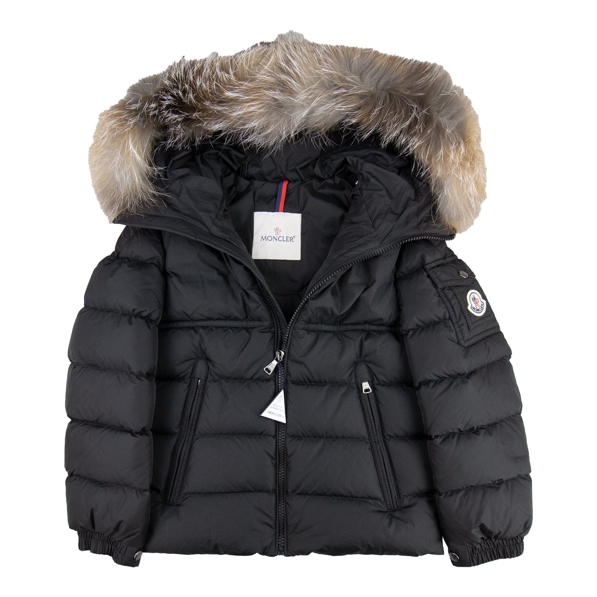 Moncler Junior New Byron Fur Coat Black
