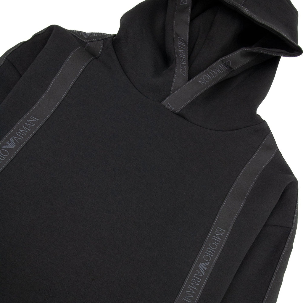 Emporio Armani Tape Logo Hoodied Sweatshirt Black 999