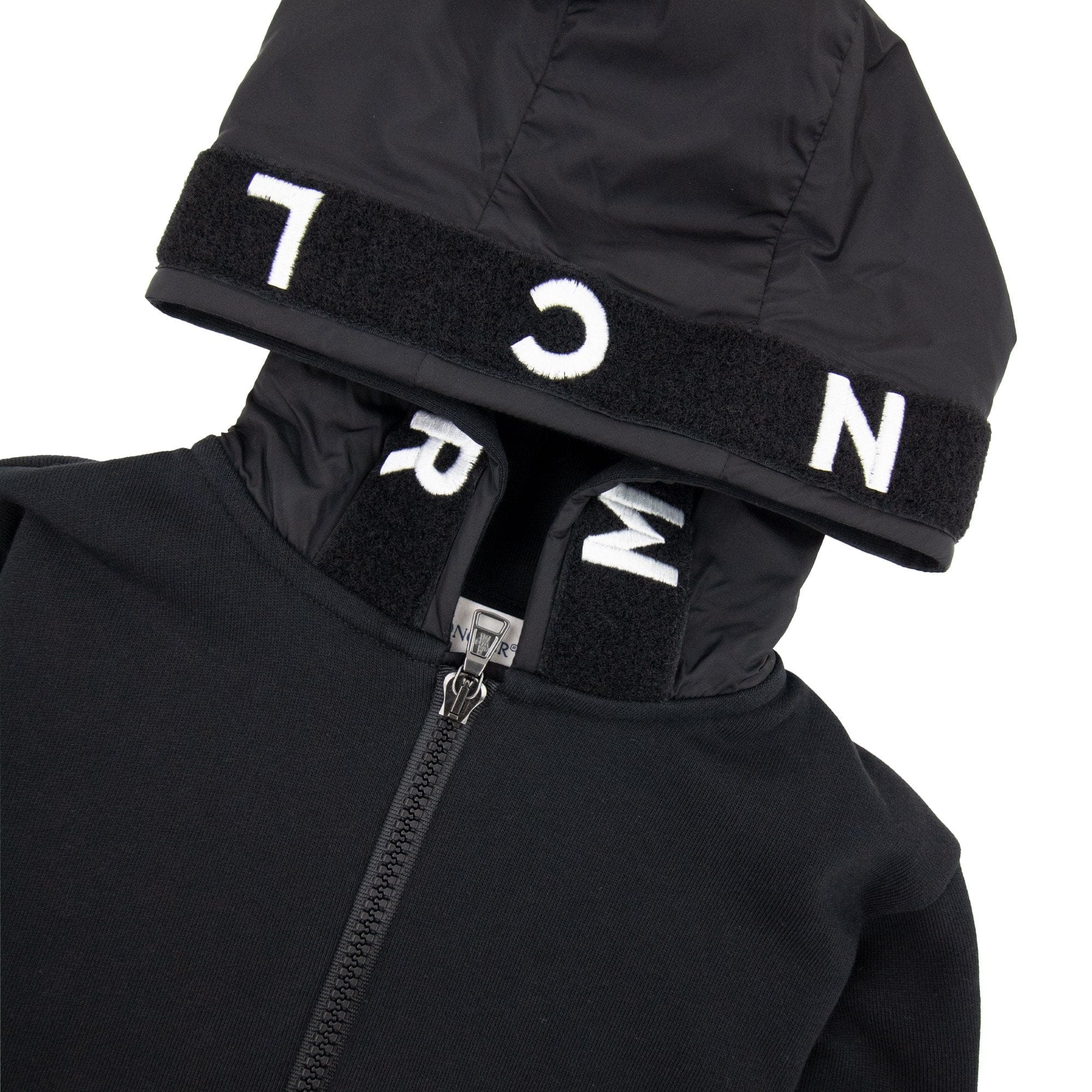 Moncler Junior Zip Badge Hoody Bold Letters Black
