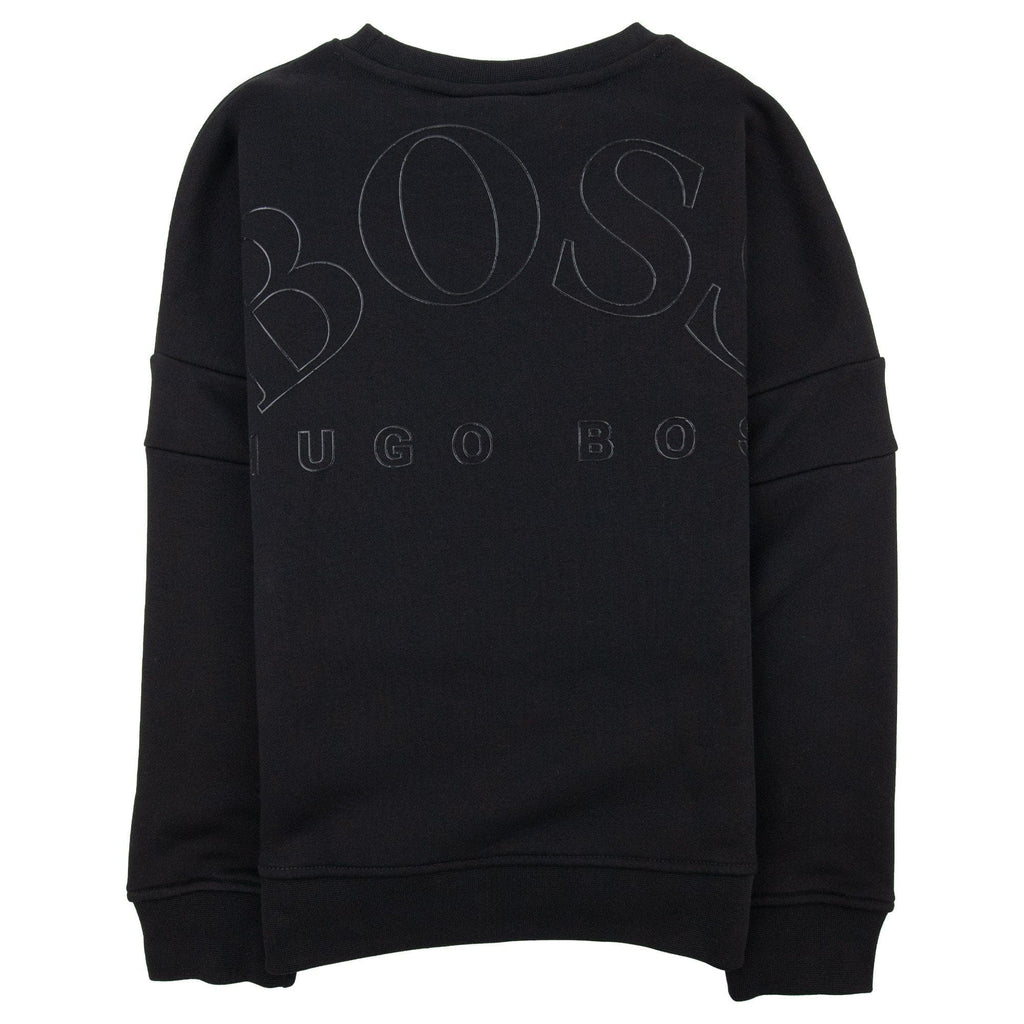 Hugo Boss Kids Lustrous Logo Crew Neck Sweatshirt Black