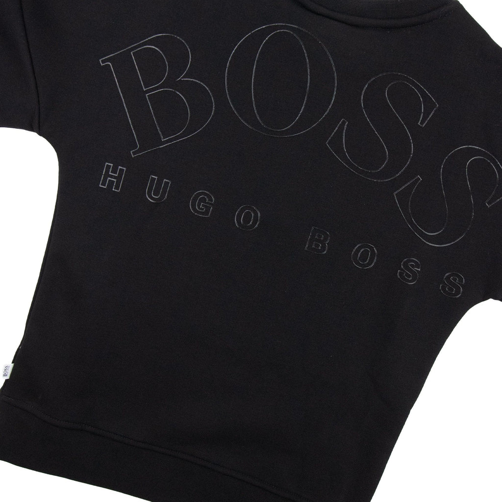 Hugo Boss Kids Lustrous Logo Crew Neck Sweatshirt Black