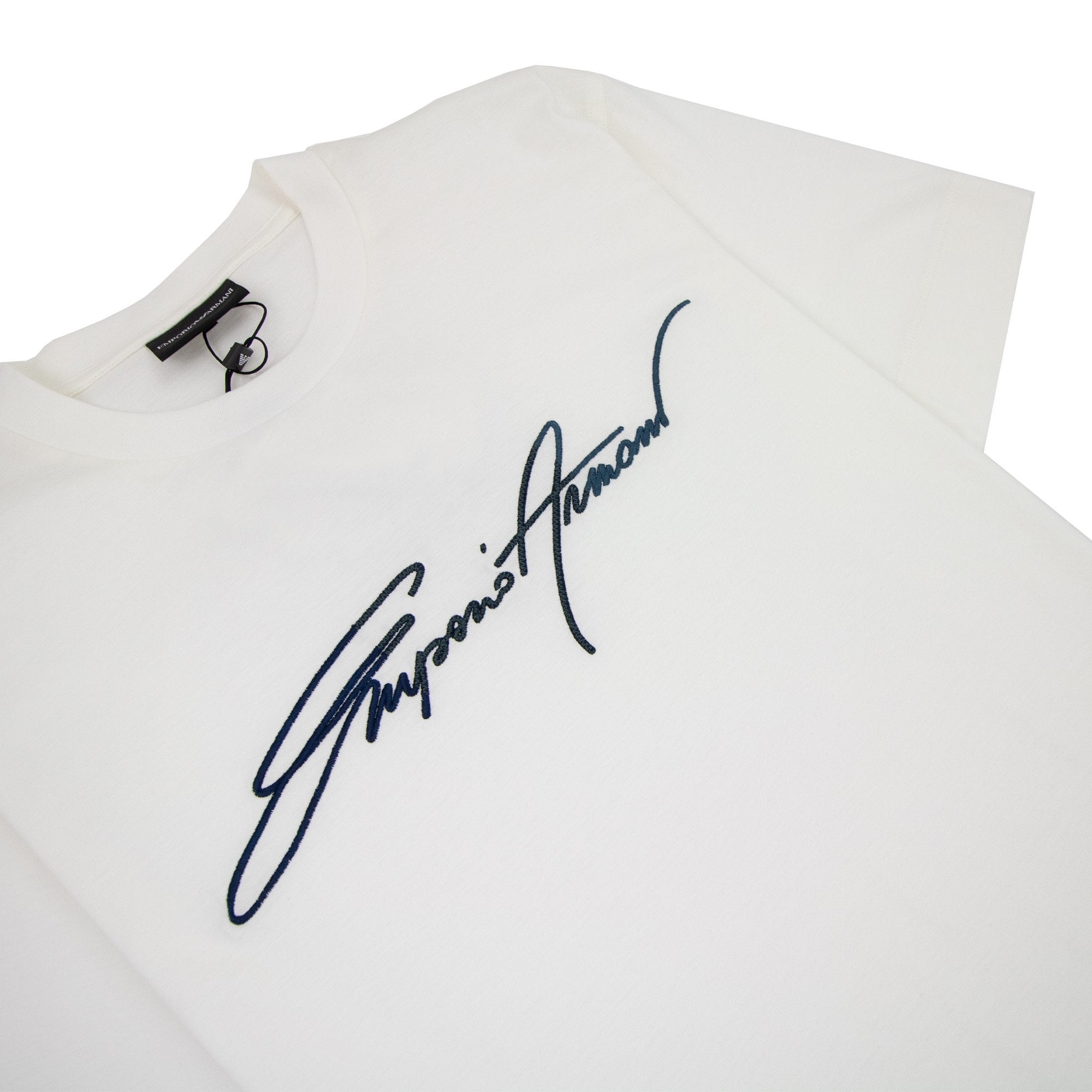 Emporio Armani Signature Logo T Shirt Bianco 0101