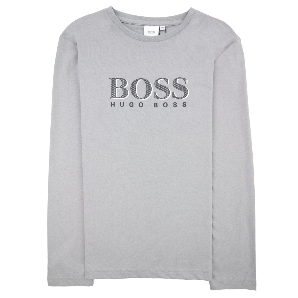 Hugo Boss Kids Logo L/s T Shirt Medium Grey