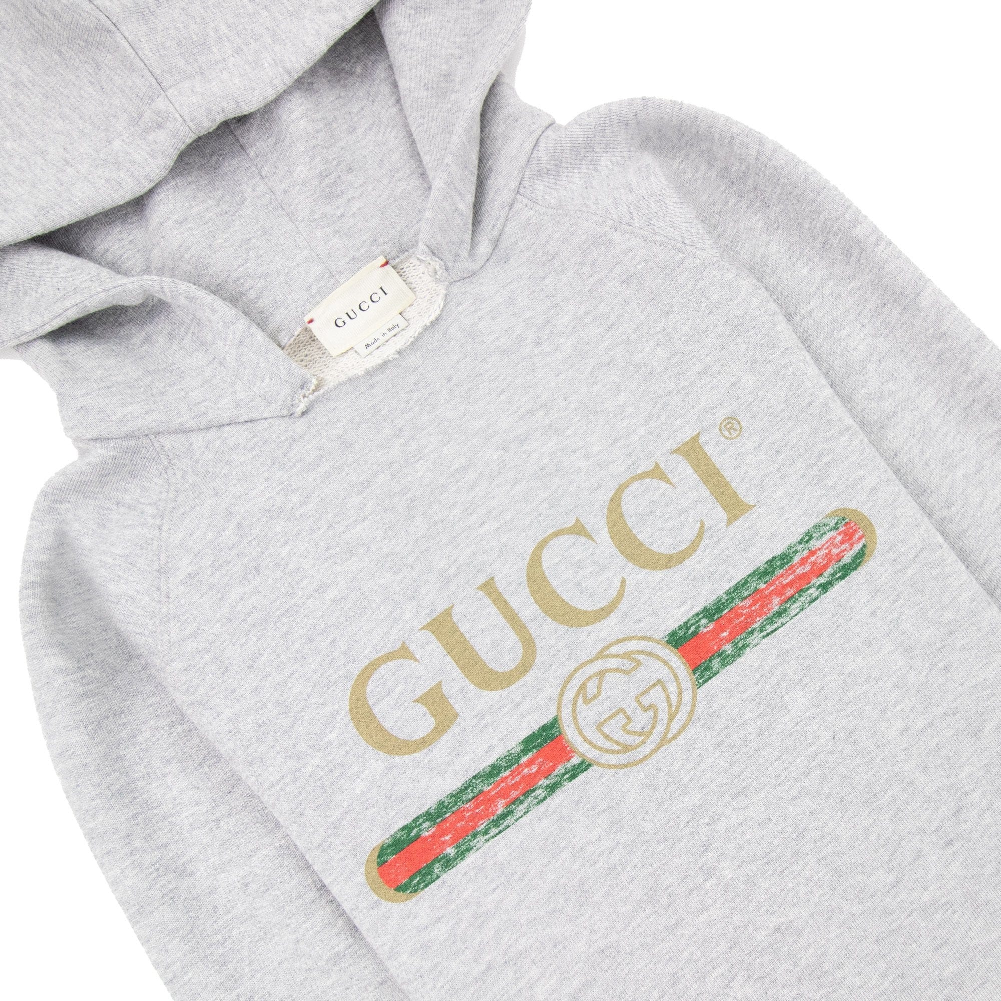 Gucci Junior Logo Print Hooded Sweatshirt Grey 1676